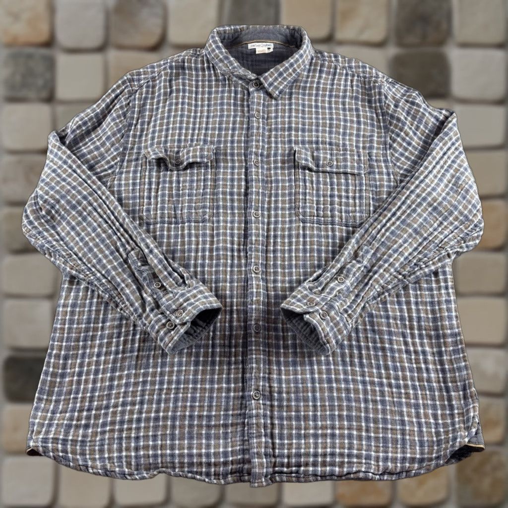 Carbon2Cobalt Carbon2Cobalt Flannel Shirt Men XL Gray Brown Plaid Double Lined Pockets Stretch Size US XL / EU 56 / 4 - 1 Thumbnail