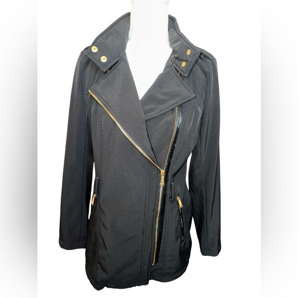 Michael Kors Michael Kors Black Trench Coat with Prominent Gold Zipper an Size S / US 4 / IT 40 - 1 Thumbnail