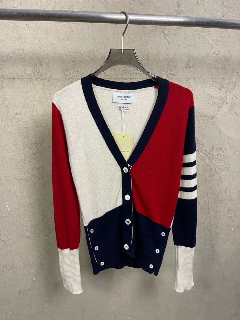 Thom Browne Thom Browne American red and Tibetan blue blended cashmere Size S / US 4 / IT 40 - 1 Thumbnail