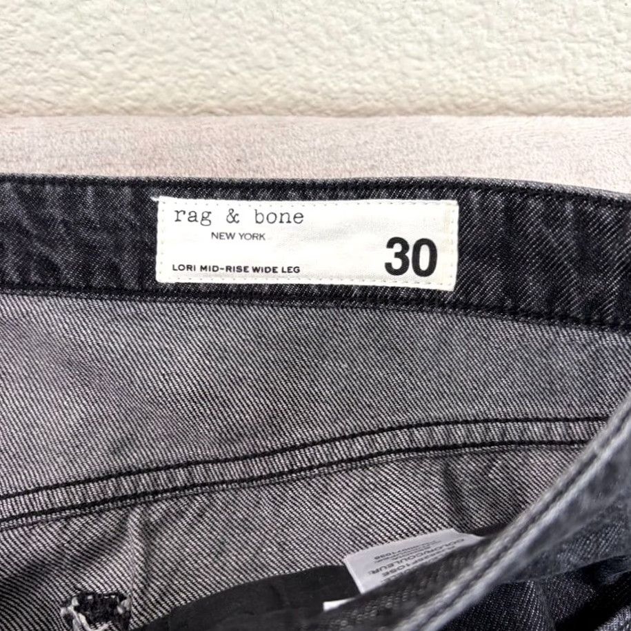Rag & Bone rag & bone Lori New York Jeans Wide-Leg Women 30 NWT Black Denim Distressed 5-Pocket Regular Rise Slim/Relaxed Fit Size 30" / US 8 / IT 44 - 3 Thumbnail