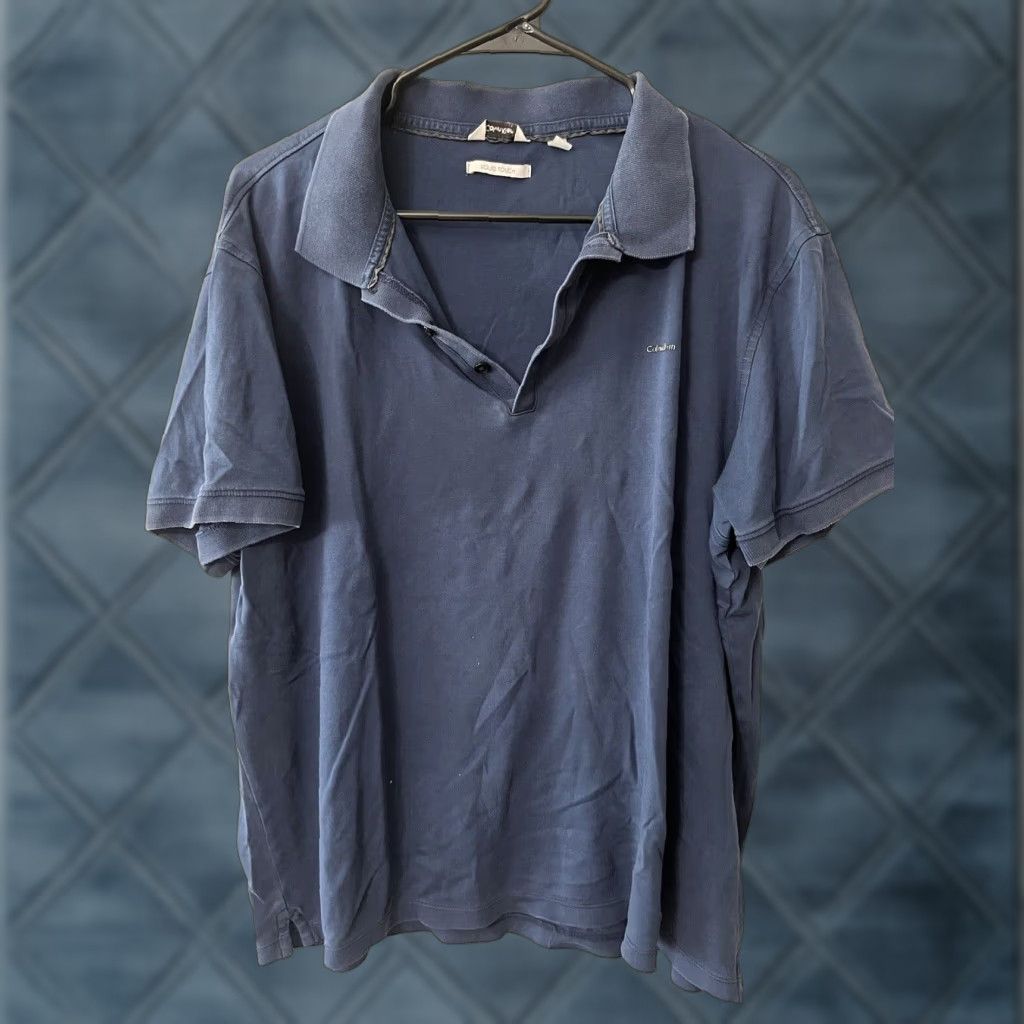 Calvin Klein VINTAGE Calvin Klein Polo Shirt Shirt XL Light Blue Short Sleeve Knit Cotton Regular Mens 90s Logo Classic Modern Polo Shirt Calvin Klein Liquid Touch Size US XL / EU 56 / 4 - 1 Thumbnail