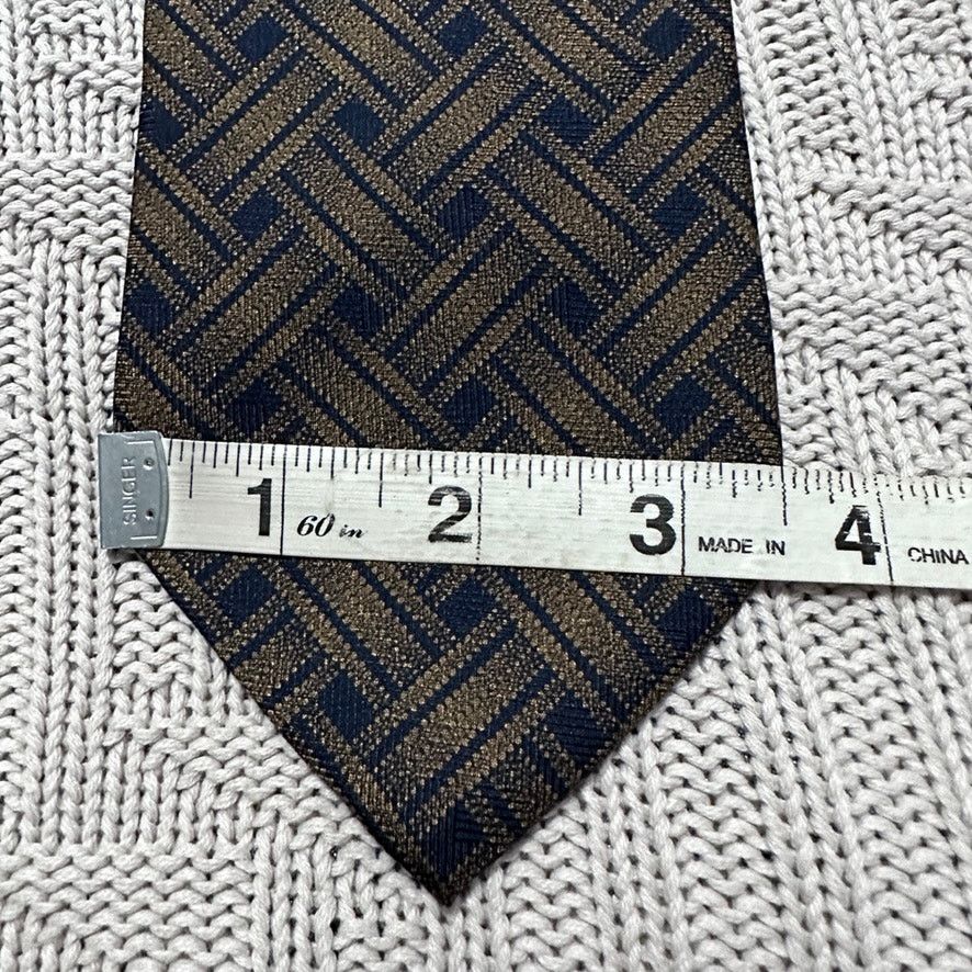 Barneys New York Barney's navy and bronze basketweave Italian silk tie Size ONE SIZE - 5 Thumbnail