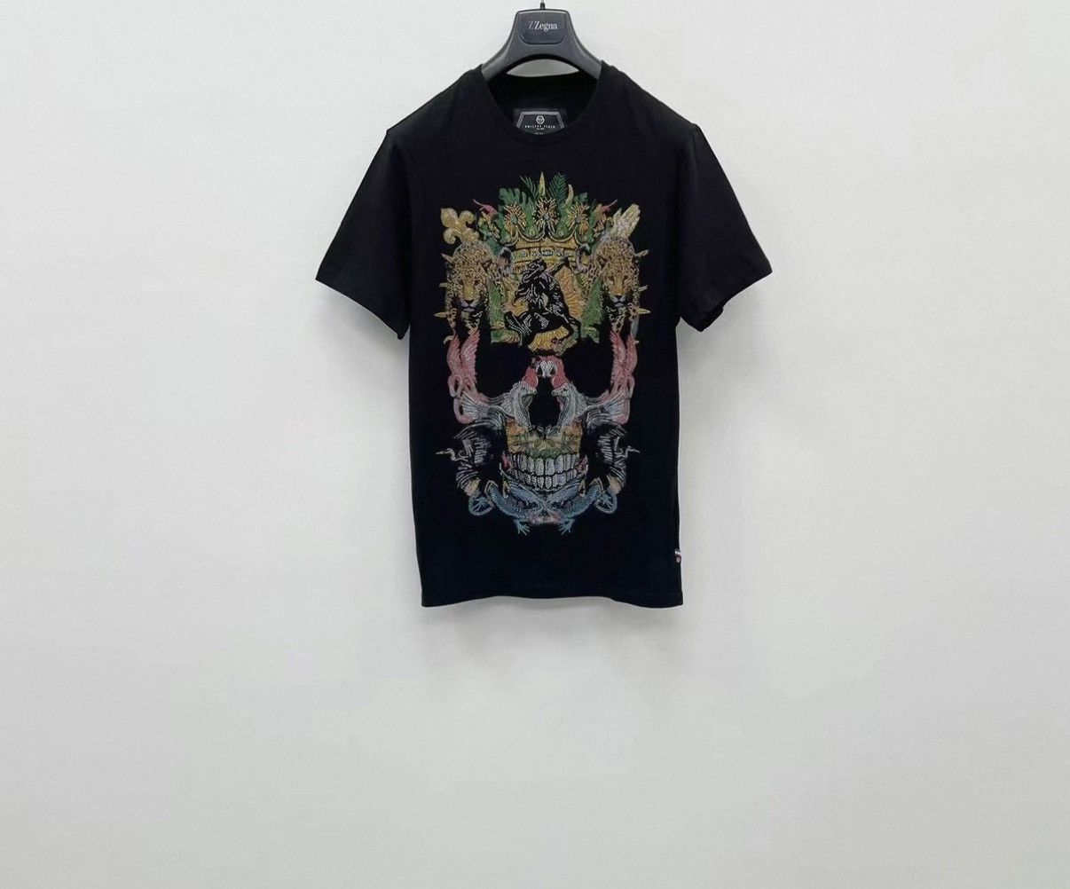 Philipp Plein PHILIPP PLEIN Cotton Rhinestone Short Sleeve T-shirt J30 Size US M / EU 48-50 / 2 - 1 Thumbnail