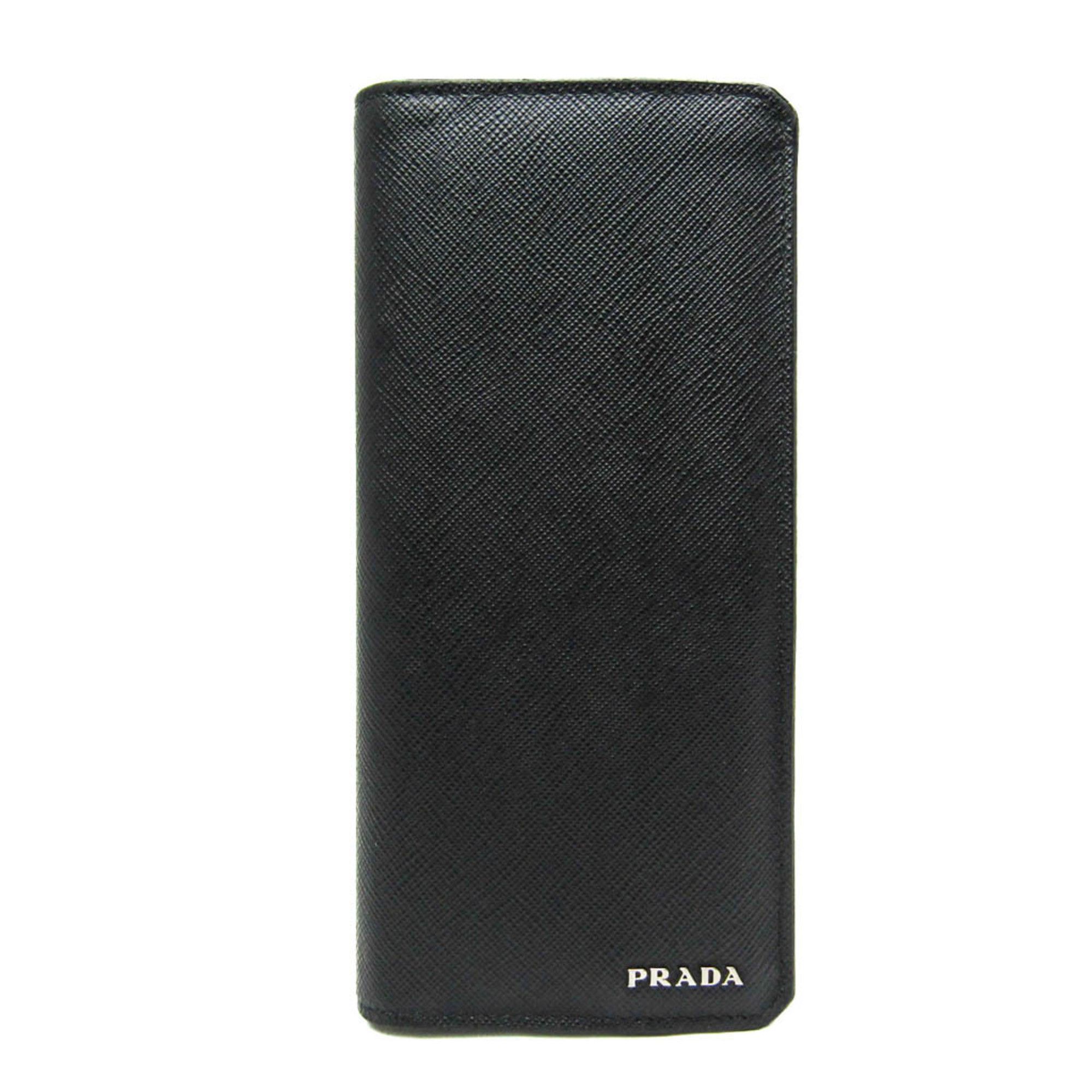 Prada 2MV836 Men's Leather Long Wallet (bi-fold) Black