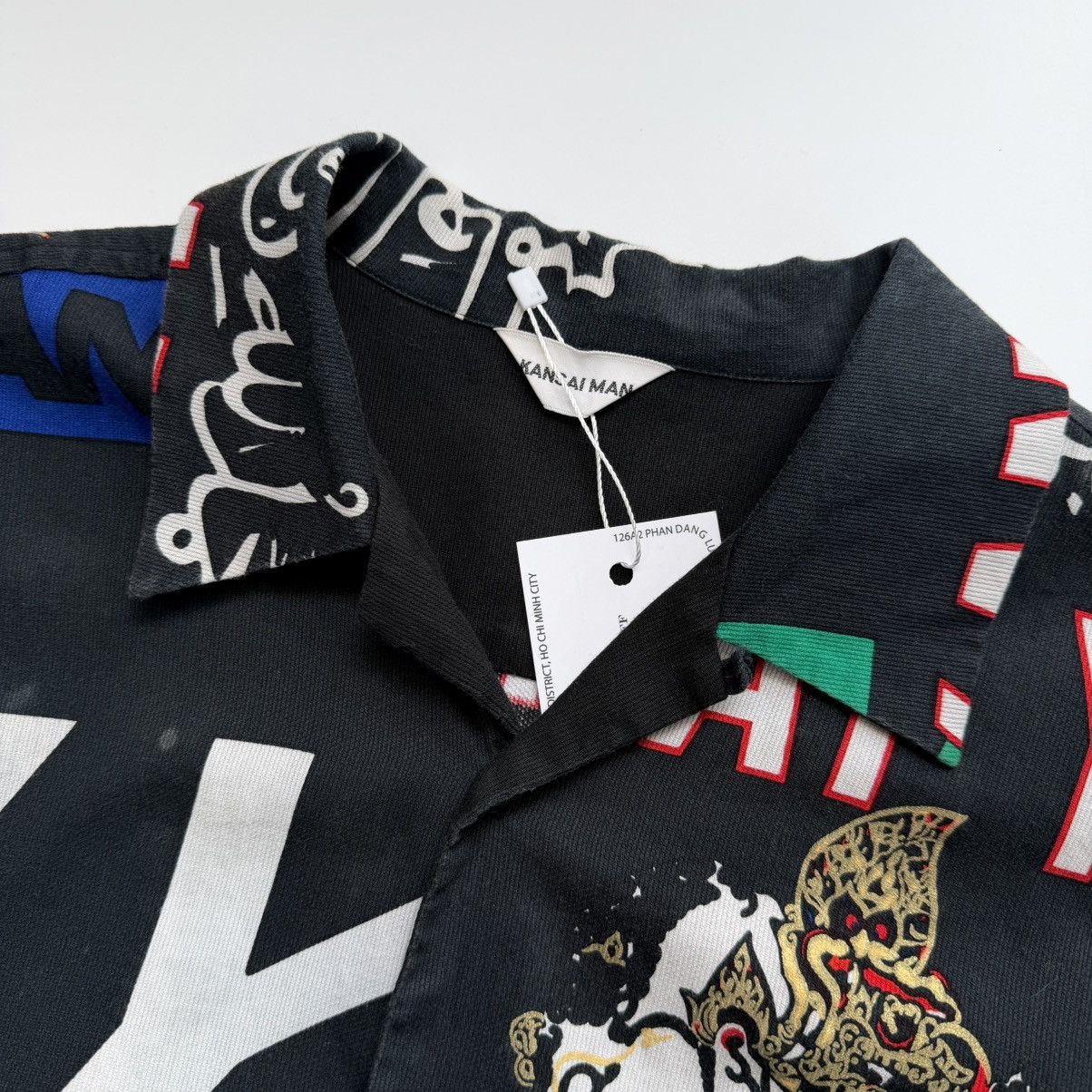 Kansai Yamamoto 1990s Kansai Man Urban Myth Graphic Open Collar Shirt Size US L / EU 52-54 / 3 - 4 Thumbnail