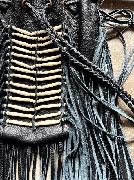 GOA GOA Early Handmade Beaded Fringe Leather Bag Size ONE SIZE - 5 Thumbnail