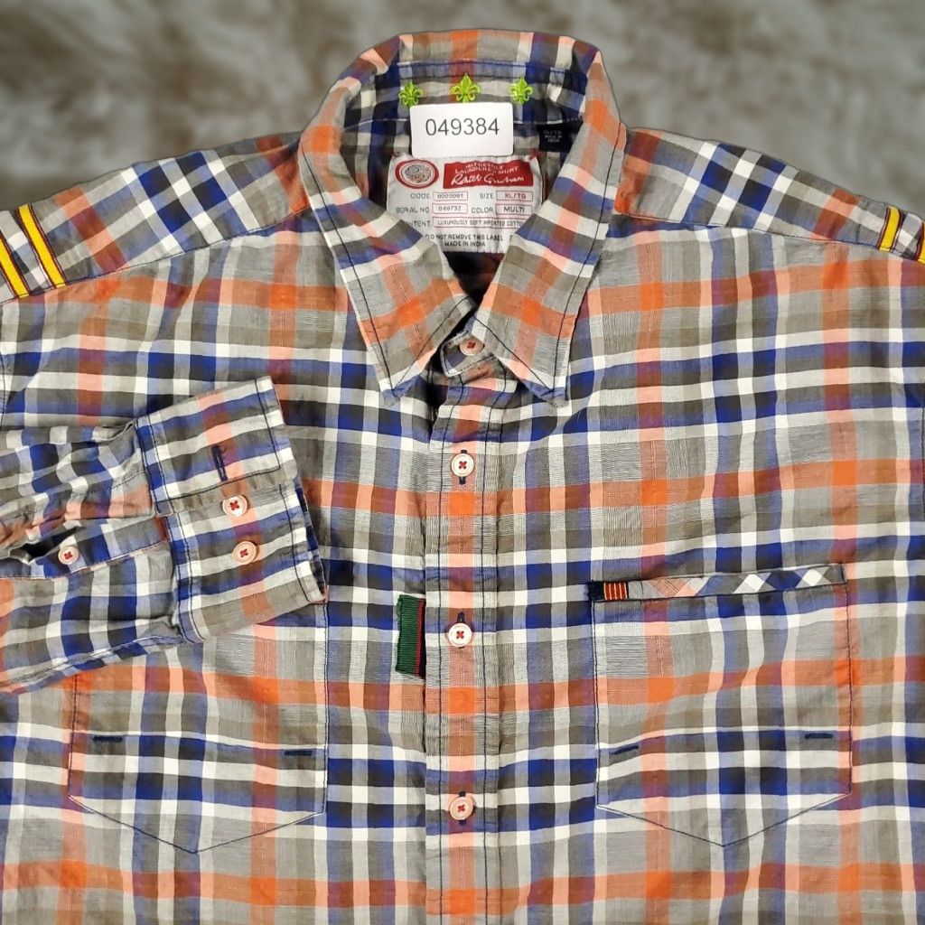 Robert Graham VINTAGE Robert Graham Shirt Mens XL Casual Long Sleeve Button Up Plaid Orange 2000s Men Size US XL / EU 56 / 4 - 1 Thumbnail