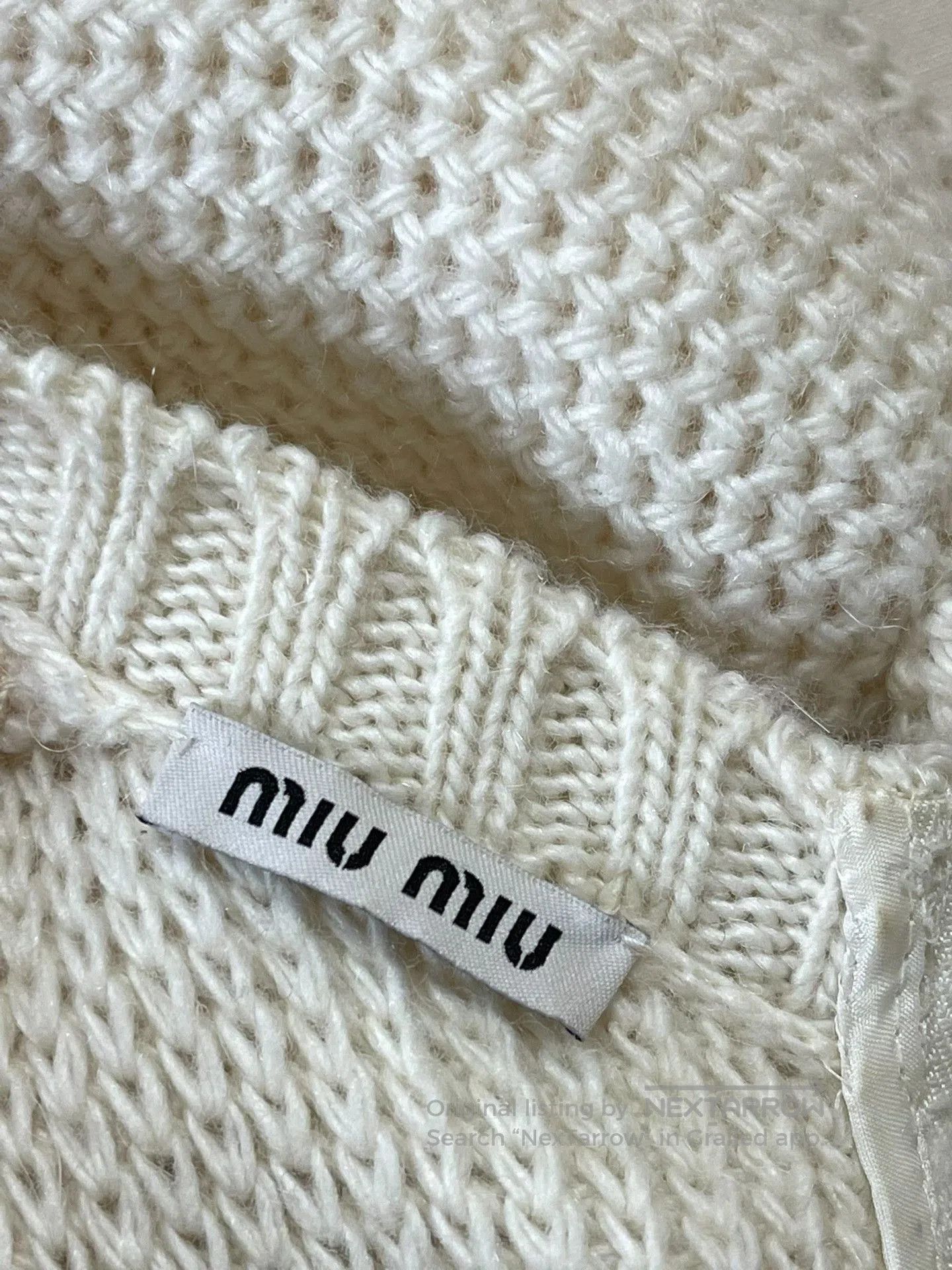 Miu Miu Miu Miu White Wool Mohair Thick-Knit Cardigan. Size M / US 6-8 / IT 42-44 - 2 Thumbnail