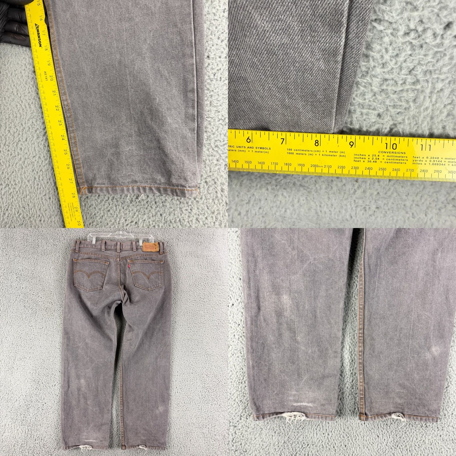 Levi's VINTAGE Levi's 501 Original Jeans Men 42x30 Gray Button Fly Straight Leg Distressed Denim Jeans Size US 42 / EU 58 - 8 Thumbnail