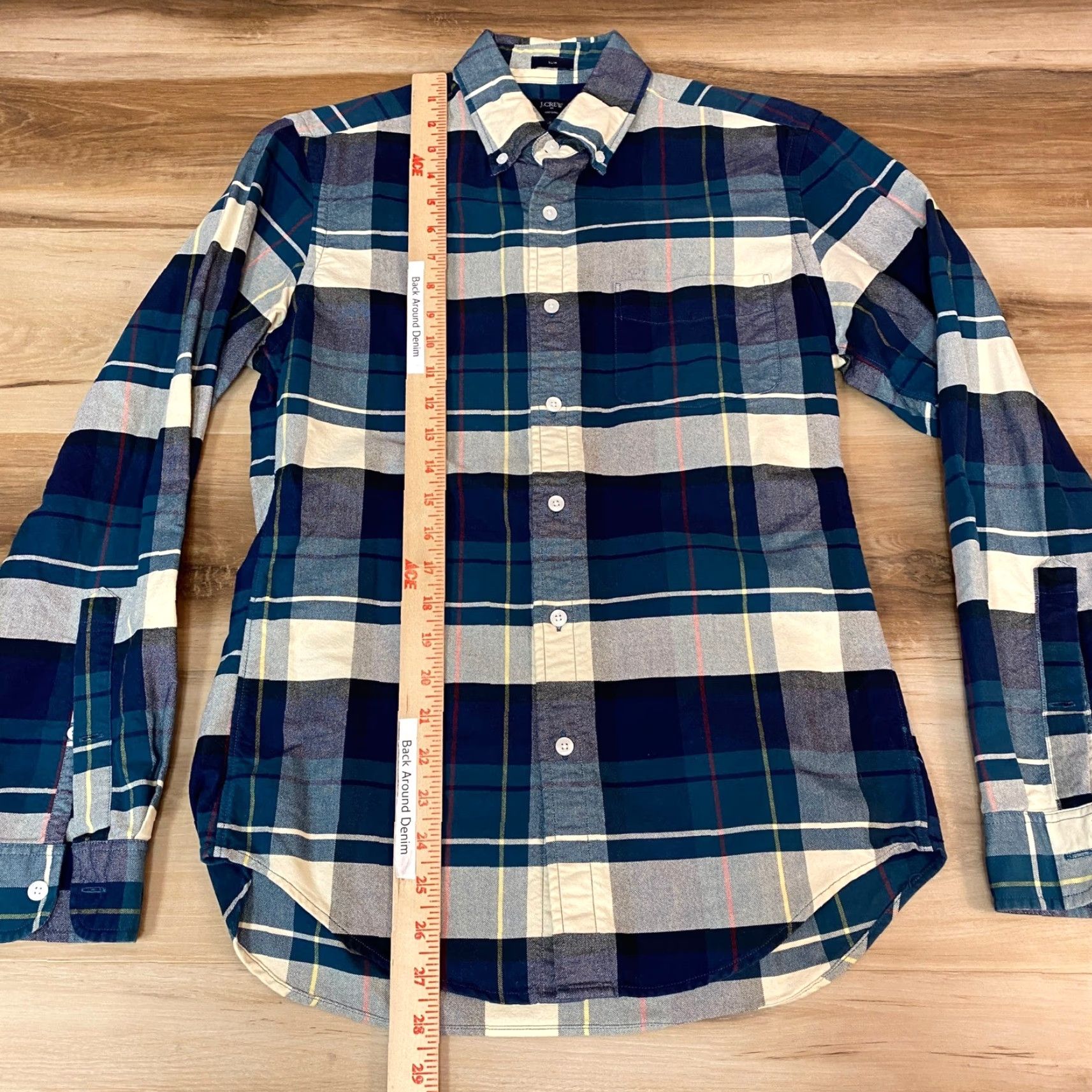 J.Crew J.CREW Oxford Shirt Mens Small Slim Fit Plaid Button-Down Blue Green Cotton Size US S / EU 44-46 / 1 - 5 Thumbnail