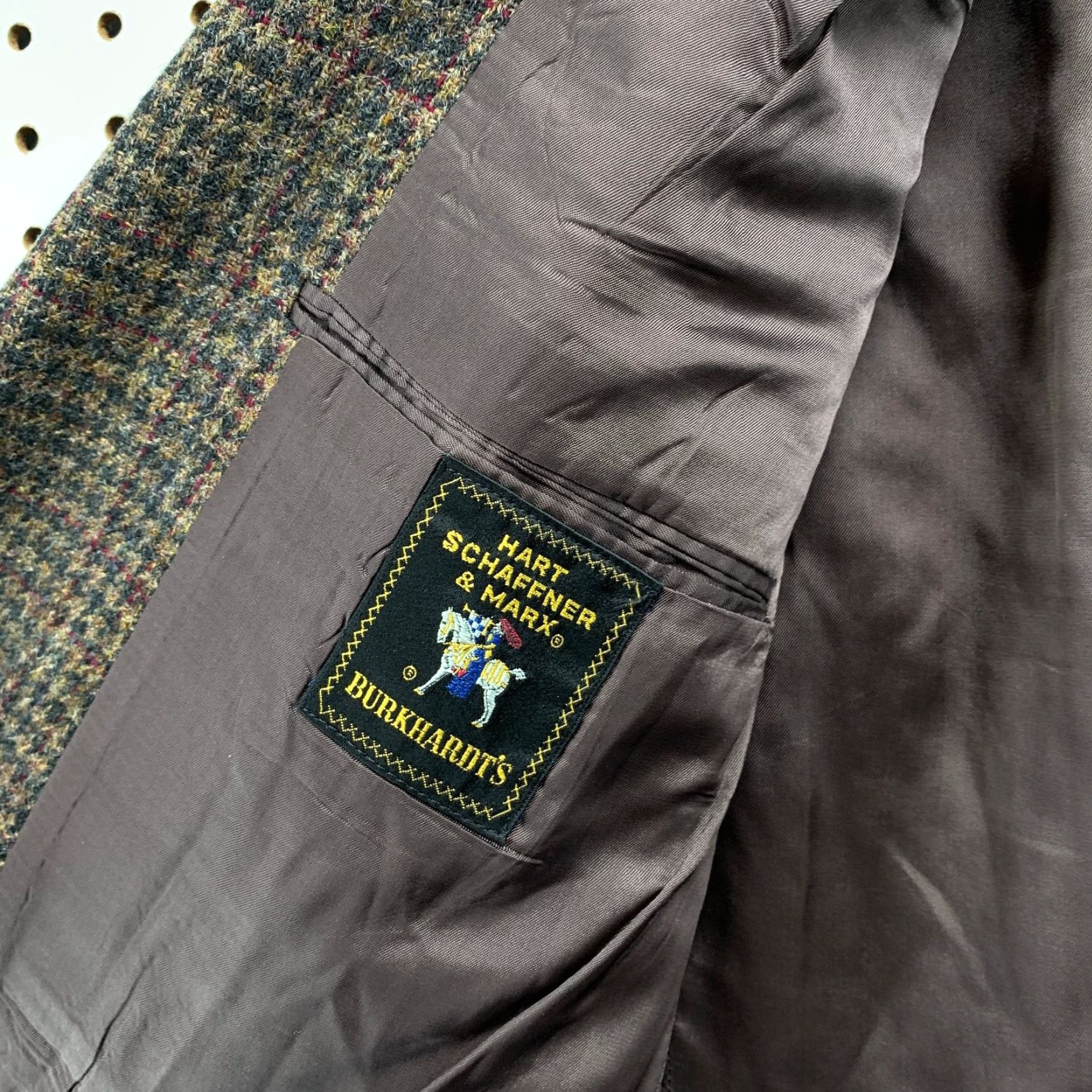 Hart Schaffner Marx Vintage Hart Schaffner Marx Blazer Mens 40 Tweed Wool Brown Houndstooth USA Jacket Blazer Mens 40 Brown Wool Tweed Houndstooth Size 40R - 4 Thumbnail