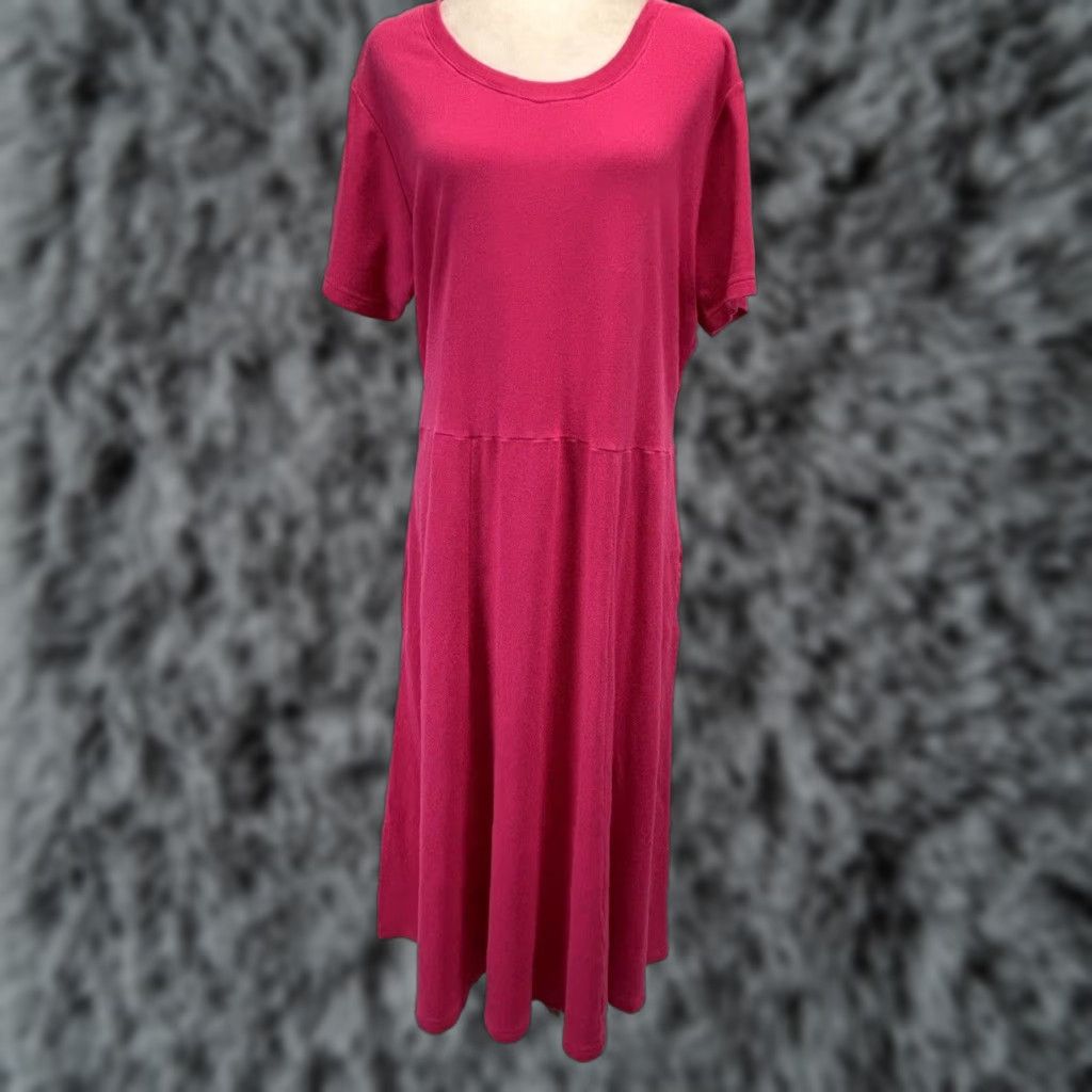Vintage VINTAGE Bryn Connelly Midi Dress Shirt Dress 3X Plus Pink Tie Back Pockets Comfort Womens Size XXL / US 16-18 / IT 52-54 - 1 Thumbnail