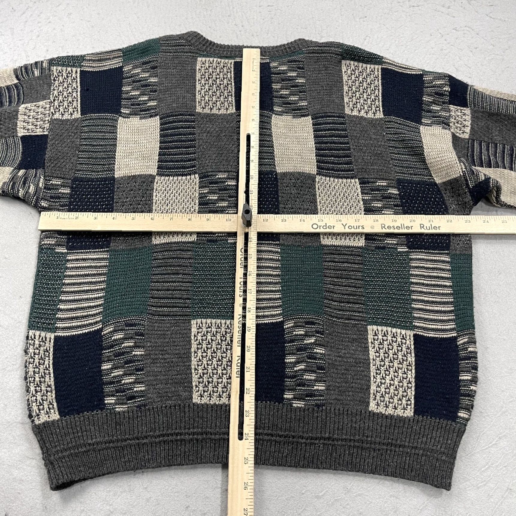 Vintage VINTAGE Expressions Sweater Shirt Mens L Gray Patchwork 90s Geometric Knit Pullover Crewneck Size US L / EU 52-54 / 3 - 6 Thumbnail
