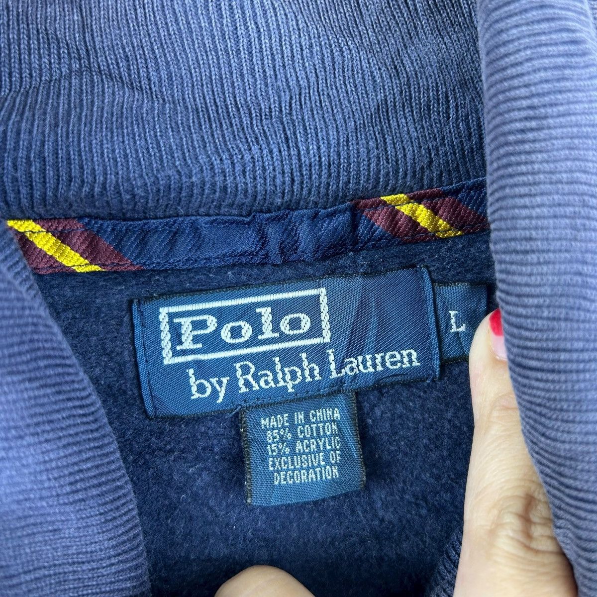 Polo Ralph Lauren Vintage POLO by RALPH LAUREN Shawl Collar Sweatshirt Size US L / EU 52-54 / 3 - 3 Thumbnail