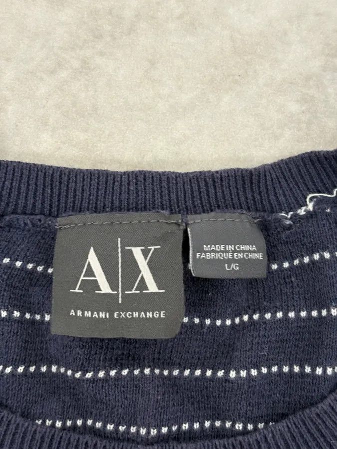 2010s Armani Navy & White Gradient Abstract Light Sweater