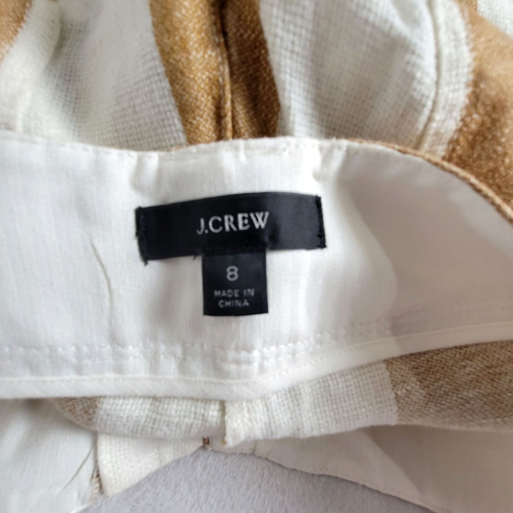 J.Crew J.Crew Womens Linen Striped High Rise Cropped Wide-Leg Pants Size 8 Brown/White Size 30" / US 8 / IT 44 - 4 Thumbnail