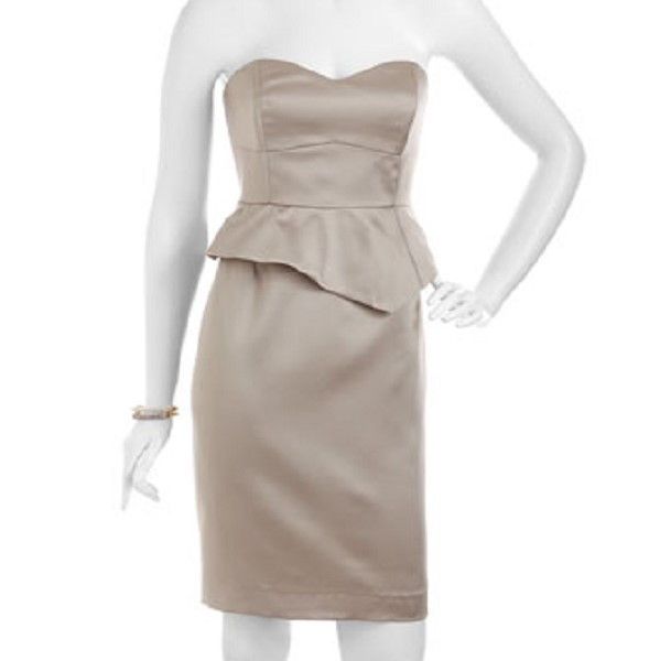 Nicole Miller Strapless Peplum Dress in Mocha and size 8 NWT MSRP $430 Size M / US 6-8 / IT 42-44 - 2 Thumbnail