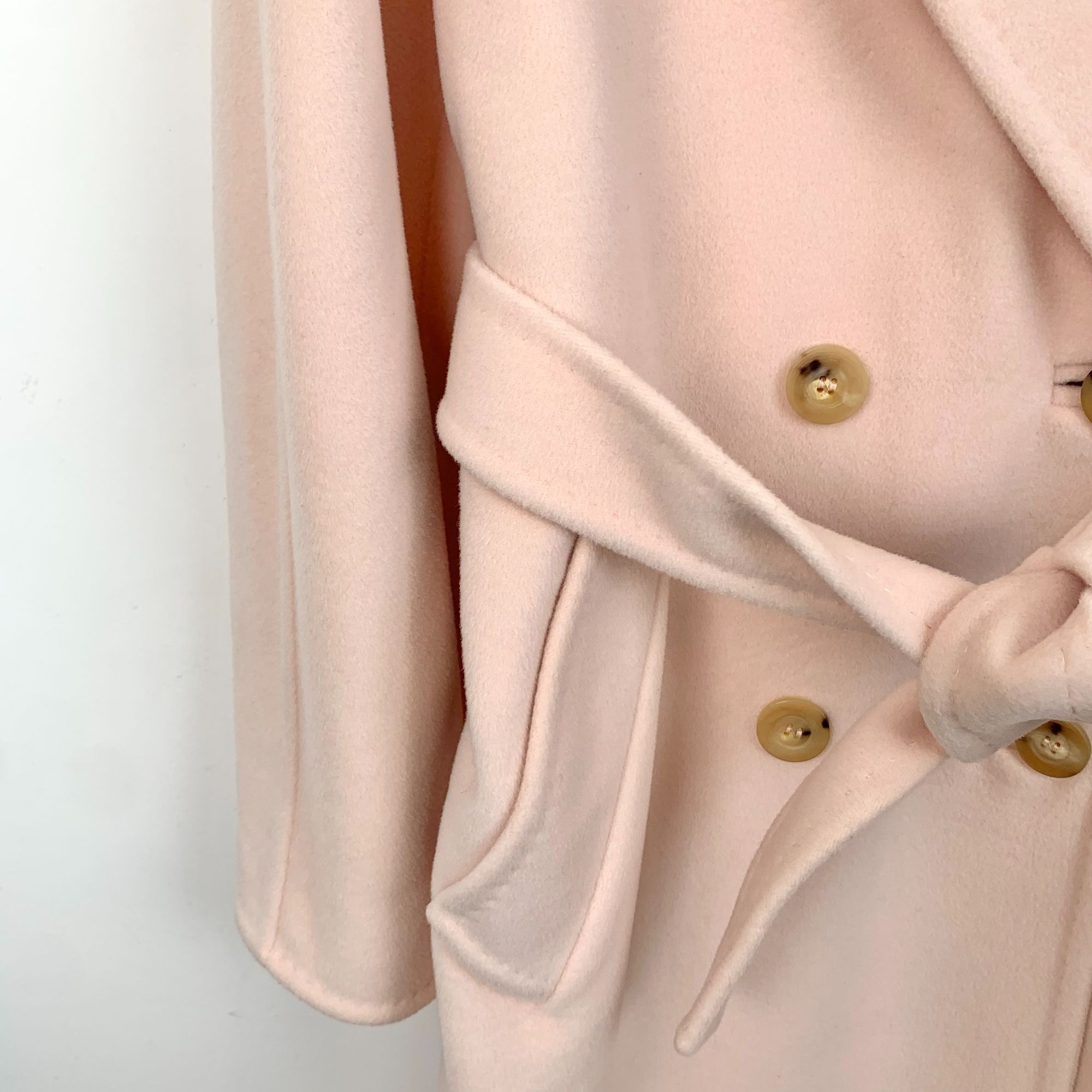 Max Mara MaxMara Soft Pink Wool-Blend Double-Breasted Long Coat Size XS / US 0-2 / IT 36-38 - 4 Thumbnail