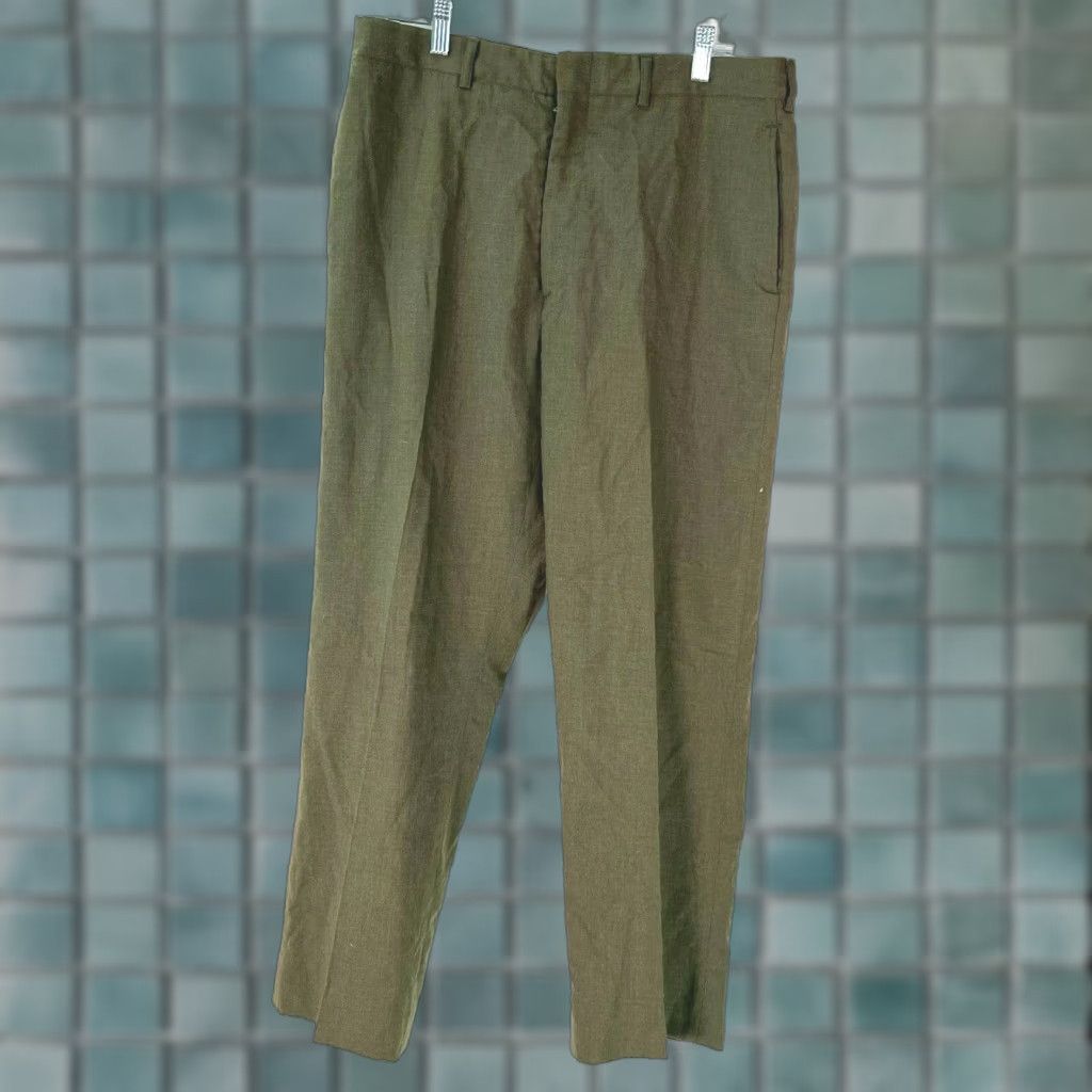 Vintage US ARMY Flat Front Low Rise Straight Leg Green Trouser Dress Pants Mens Size 33S Size US 33 - 1 Thumbnail