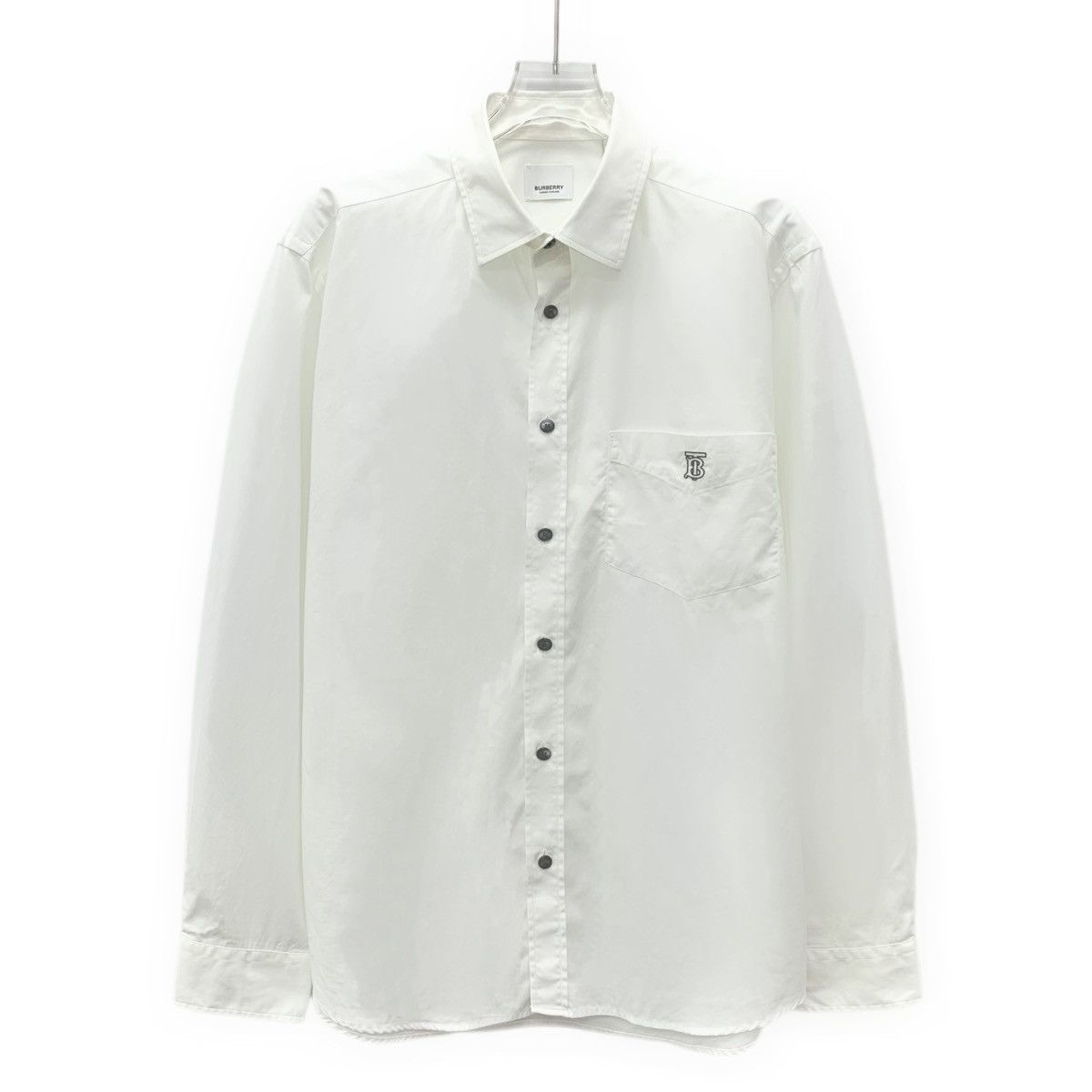 Burberry Burberry White TB Embroidered Cotton Long Sleeve Shirt K26WX Size US M / EU 48-50 / 2 - 1 Thumbnail