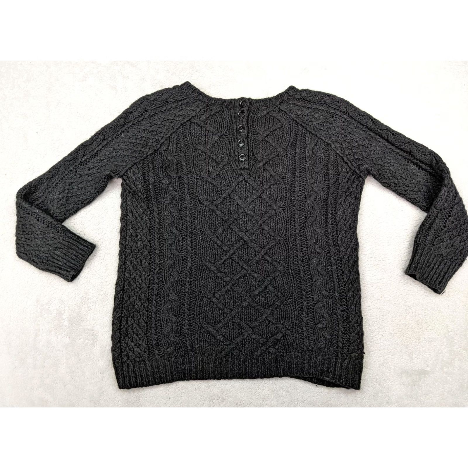 Loft LOFT Ann Taylor Womens S Gray Cable Knit Sweater Pullover Wool Blend Aron 3D Sweater Size S / US 4 / IT 40 - 6 Thumbnail