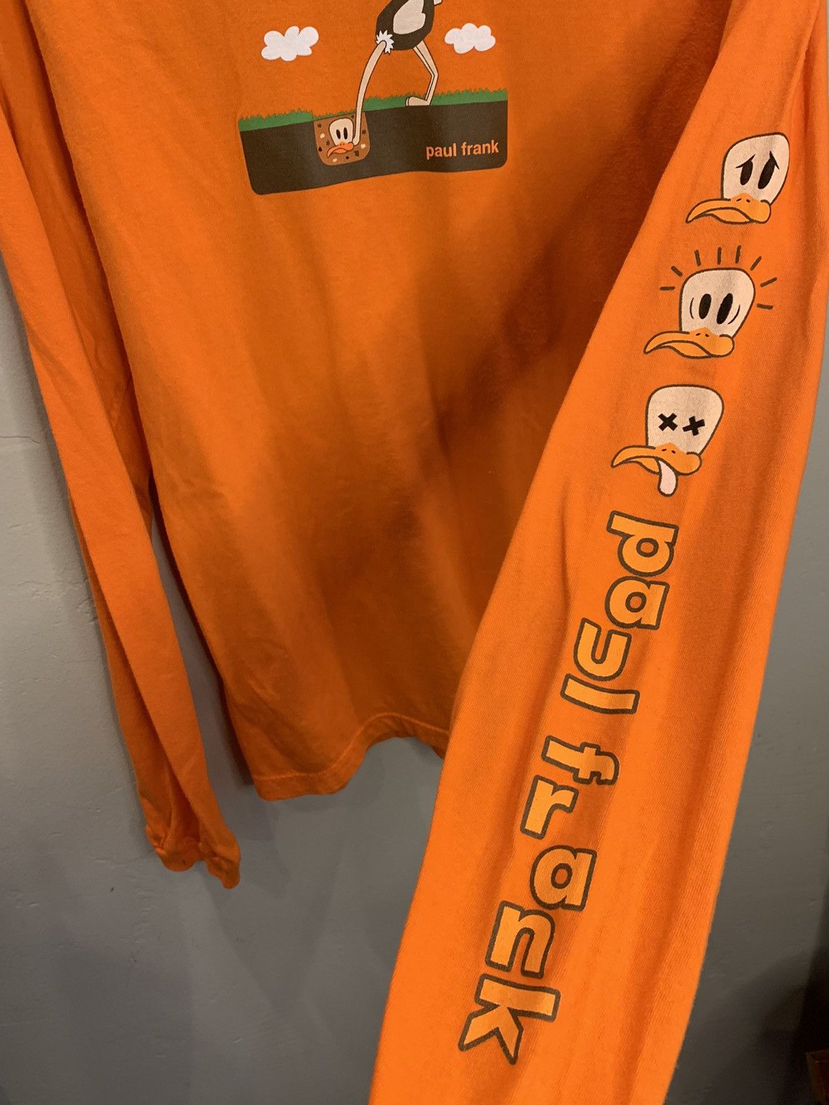 Paul Frank × Vintage *RARE* Vintage 90’s Paul Frank Ostrich Art USA-Made LS Shirt Size L / US 10 / IT 46 - 2 Thumbnail