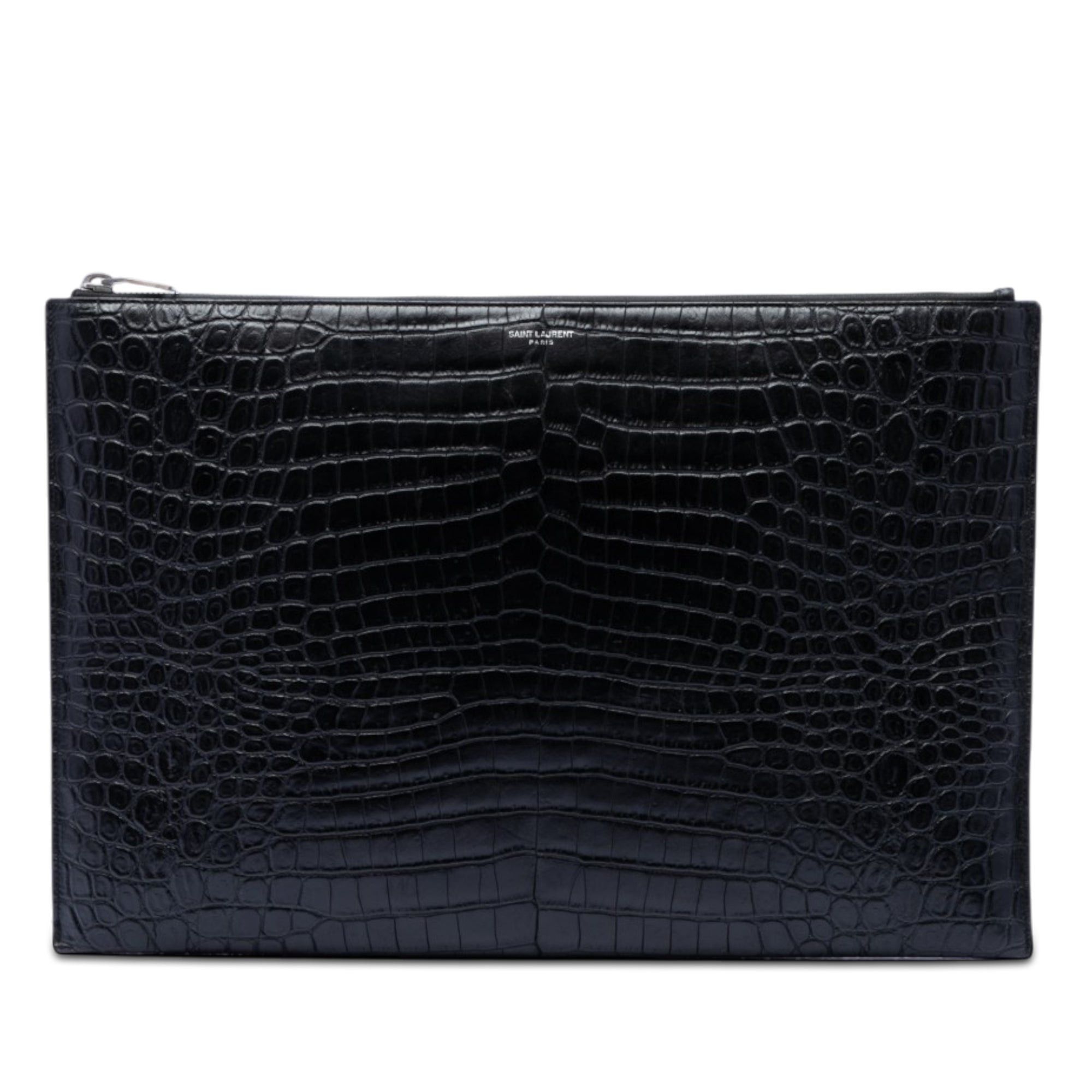Saint Laurent Paris Croc Embossed Leather Document Holder Size ONE SIZE - 1 Thumbnail