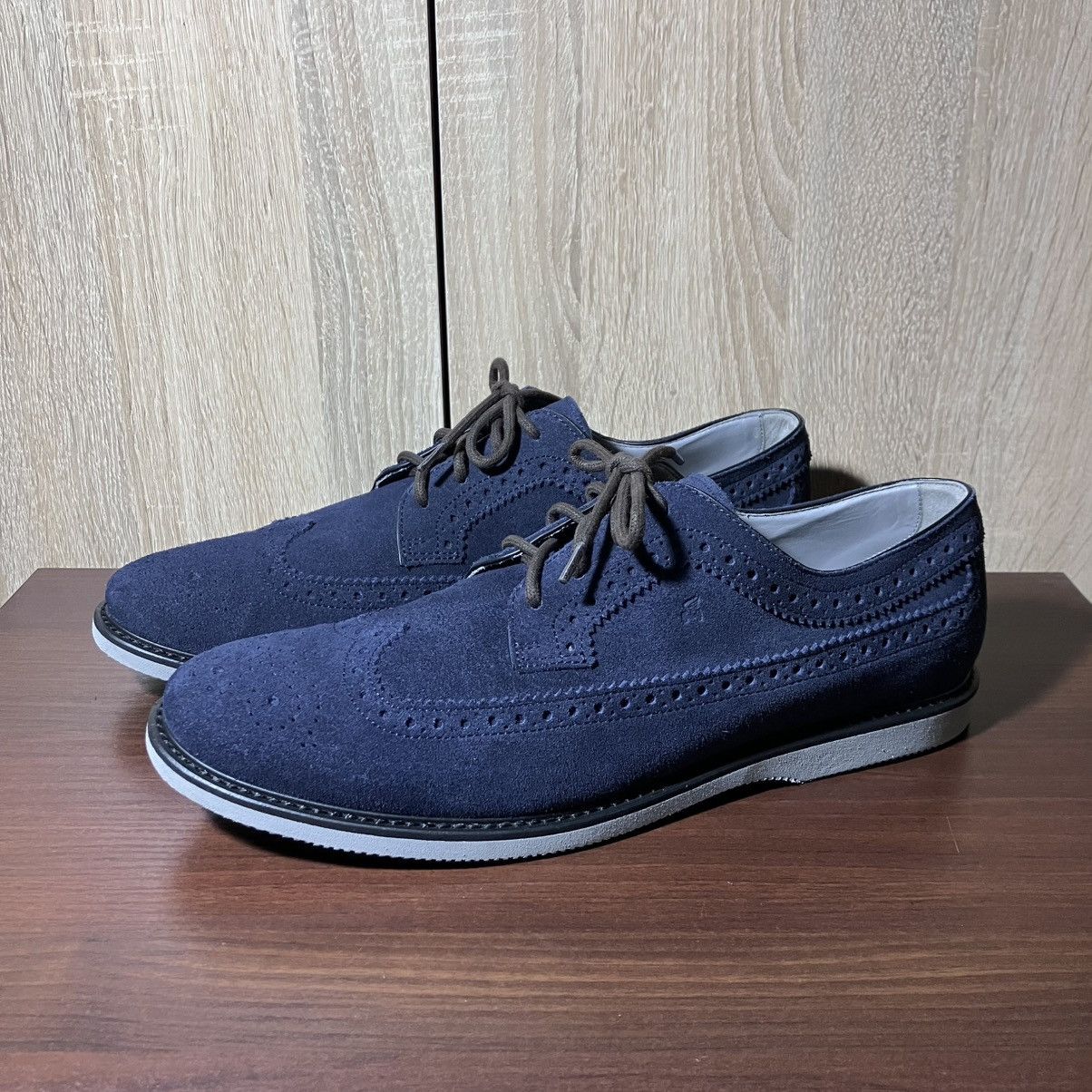 HOGAN Club Brogue Derby Suede Leather Shoes UK8.5 US10.5