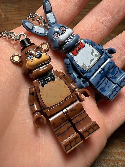 Cartoon Network FNAF Bonnie Freddy minifigure keychain custom handmade Size ONE SIZE - 5 Thumbnail