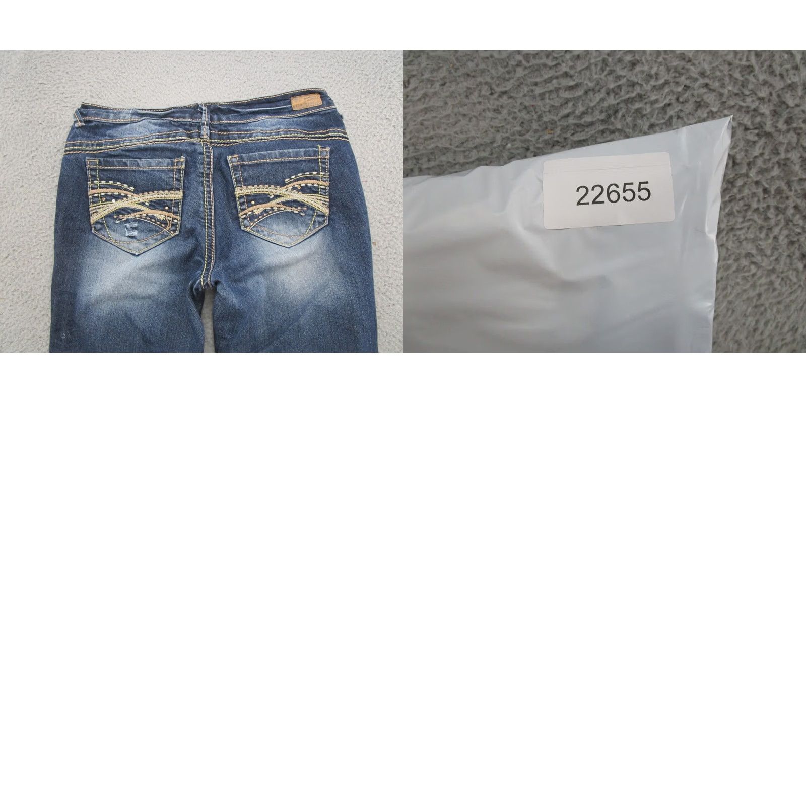 Vintage Reign Jeans Capri Distressed Dark Stretch Denim Women SZ 7 Blue Capri Womens Jeans Capris, Reign Denim Women 7 Blue Distressed Stretch Size 28" / US 6 / IT 42 - 9 Thumbnail