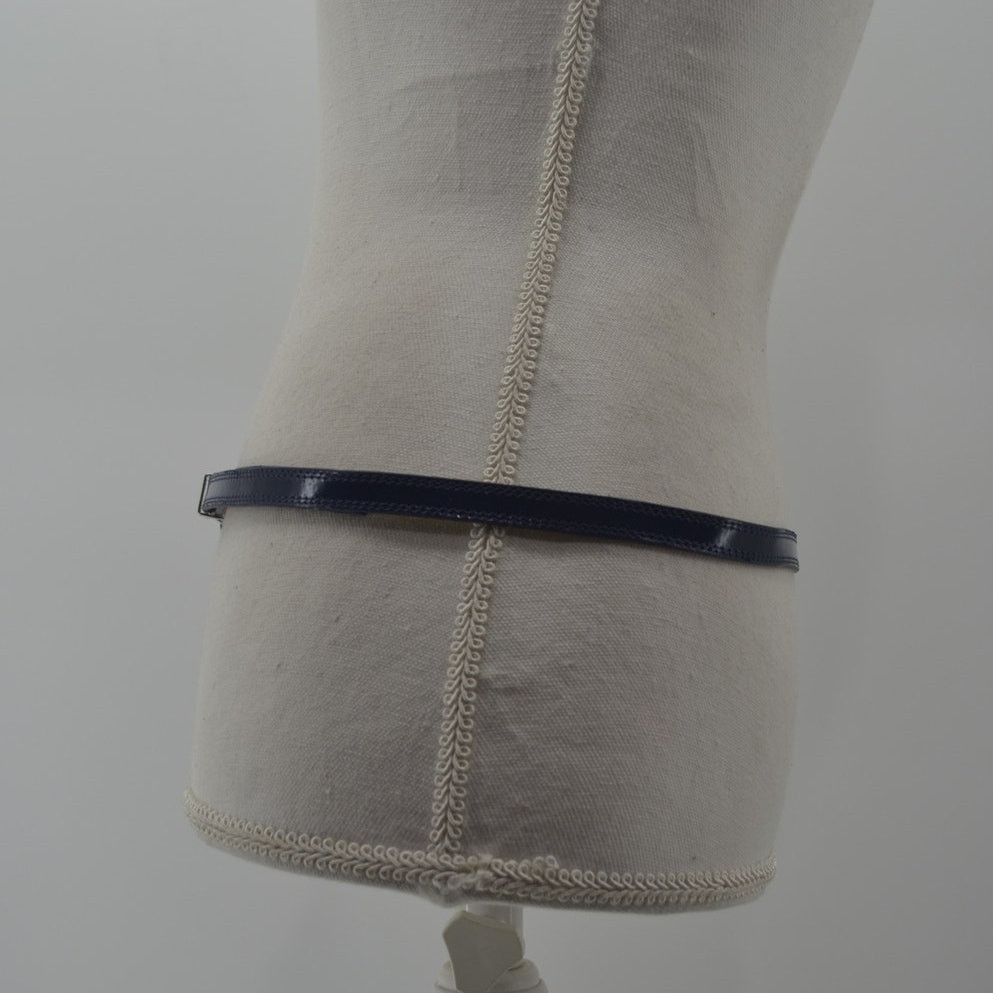 Other Navy Blue Skinny Dress Belt Faux Leather Minimalist Large Size ONE SIZE - 6 Thumbnail