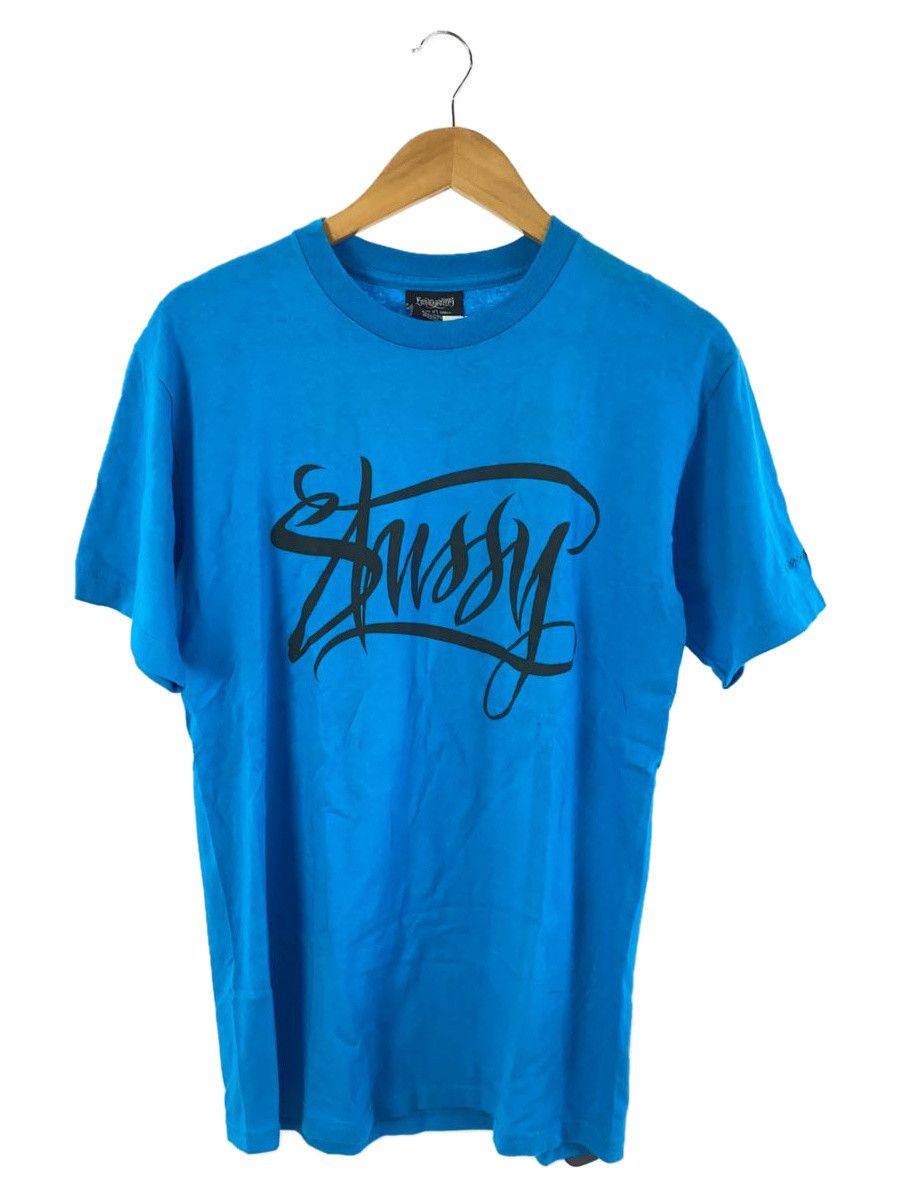 T-Shirts STUSSY Print Cotton Short Sleeve Crewneck Blue