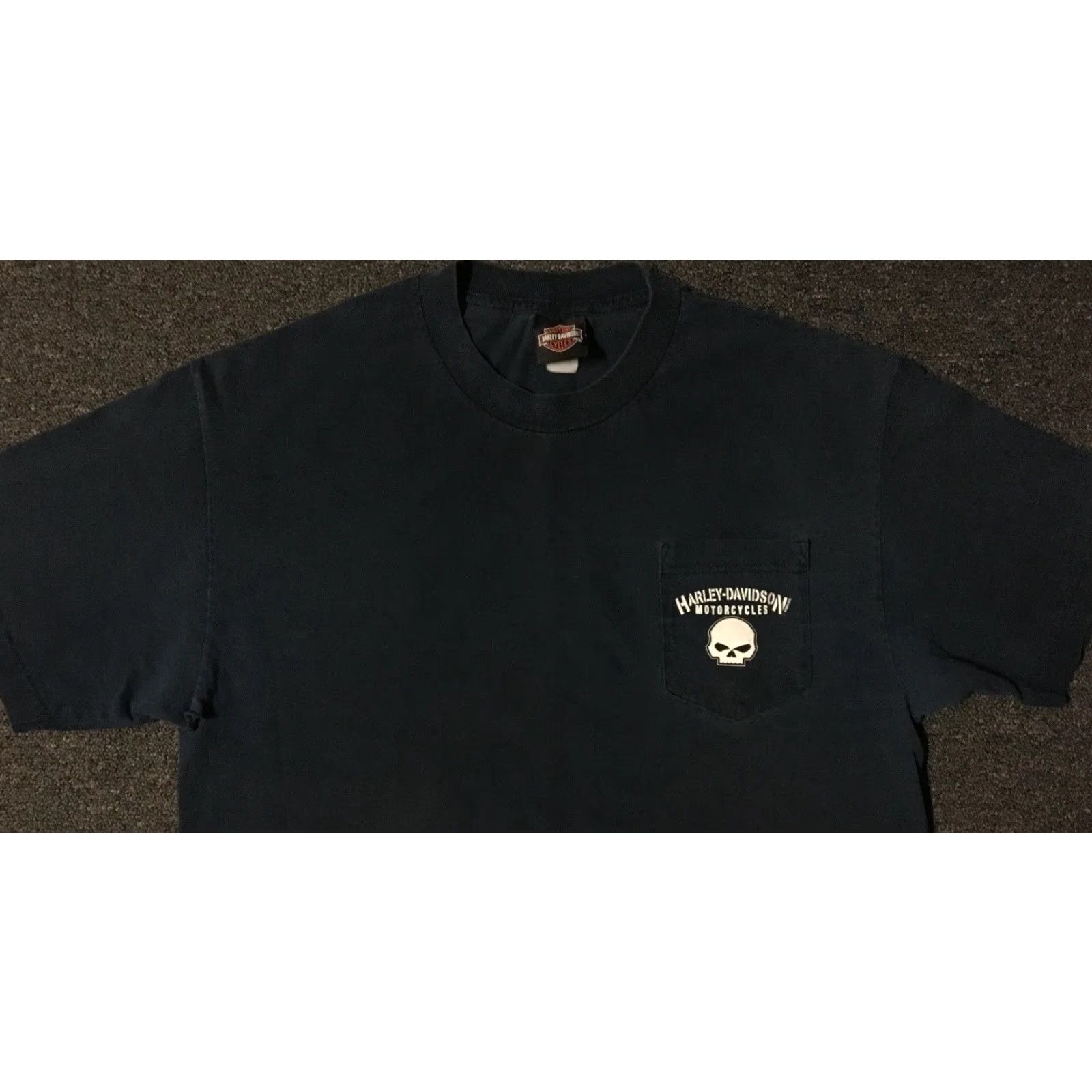 Harley Davidson VINTAGE Harley-Davidson Shirt Mens L Arizona Faded Ghost Skull Blue Cotton Graphic Tee 90s Biker Punk Grunge Casual Size US L / EU 52-54 / 3 - 6 Thumbnail