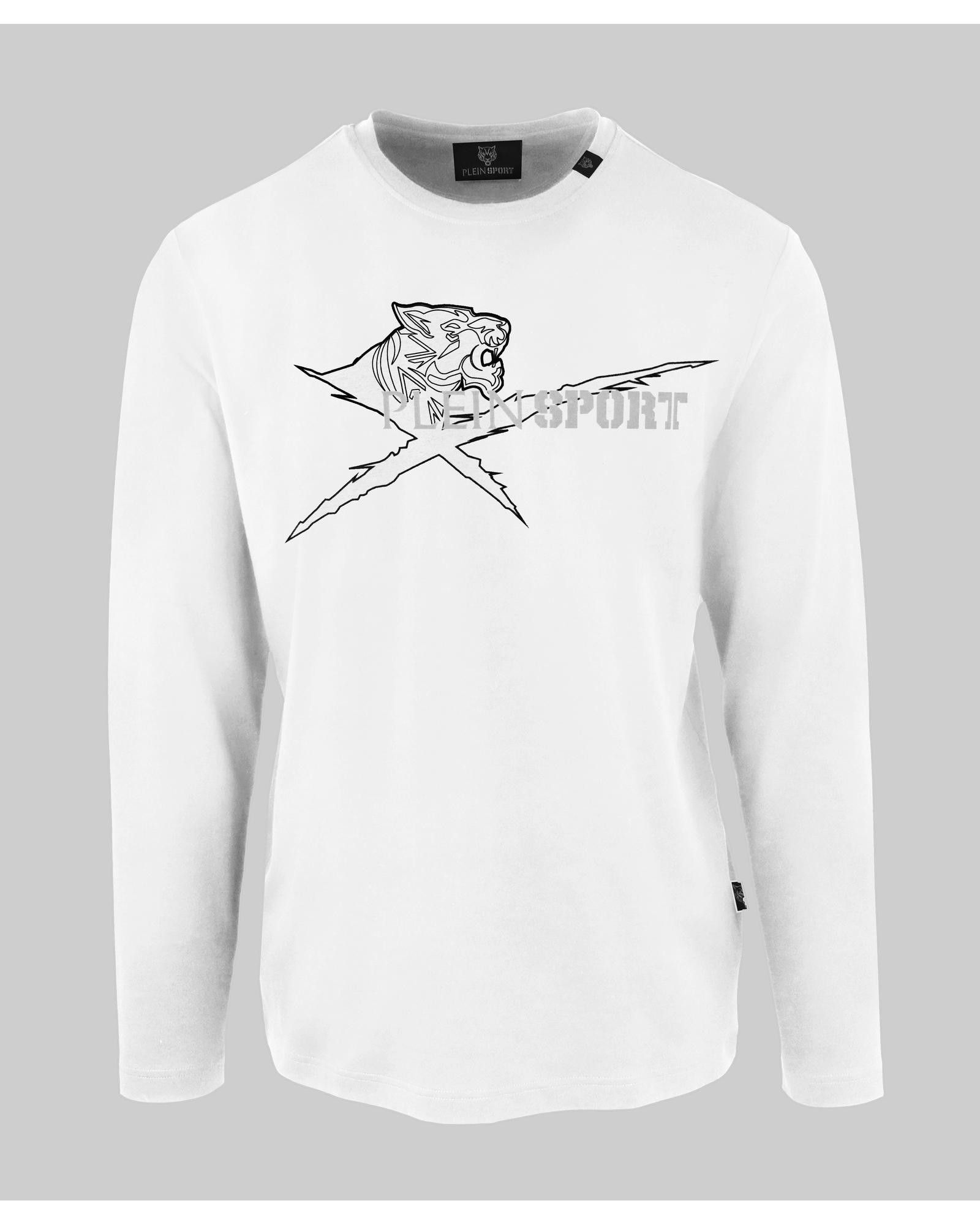 image of Philipp Plein Solid Round Neck Sweatshirt in White, Men's (Size 2XL)