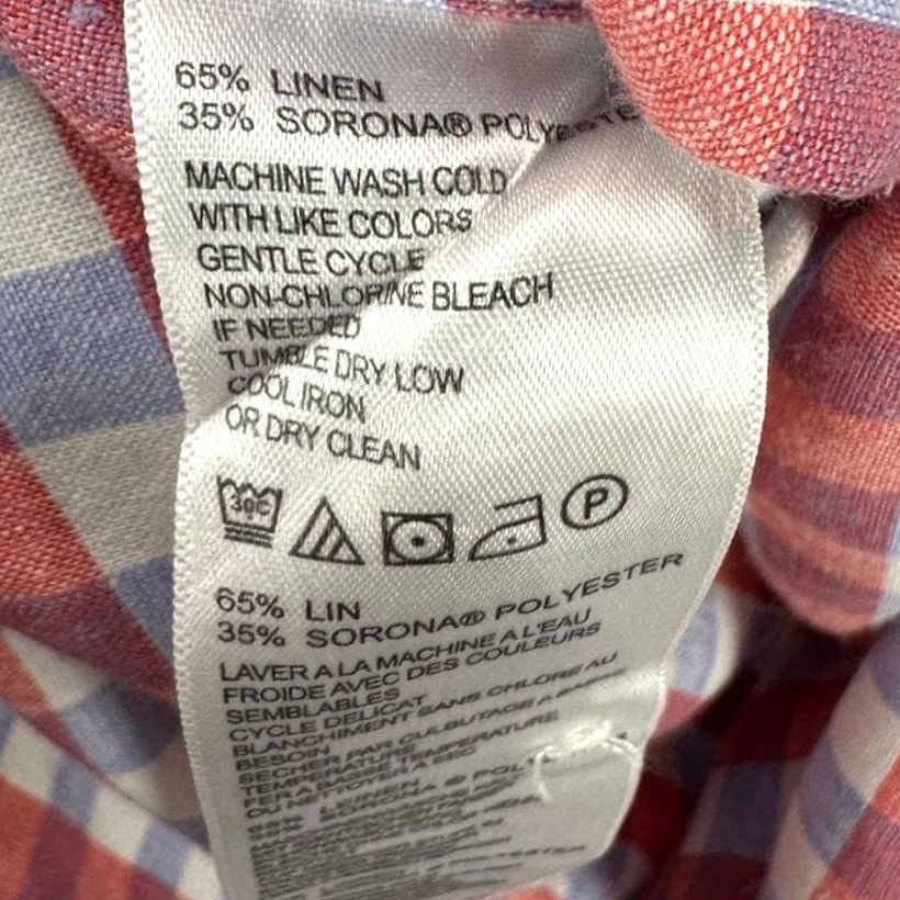 Tommy Bahama VINTAGE Tommy Bahama Shirt Mens Large Red Blue Plaid Linen Blend Button Up Pocket Shirt Size US L / EU 52-54 / 3 - 5 Thumbnail