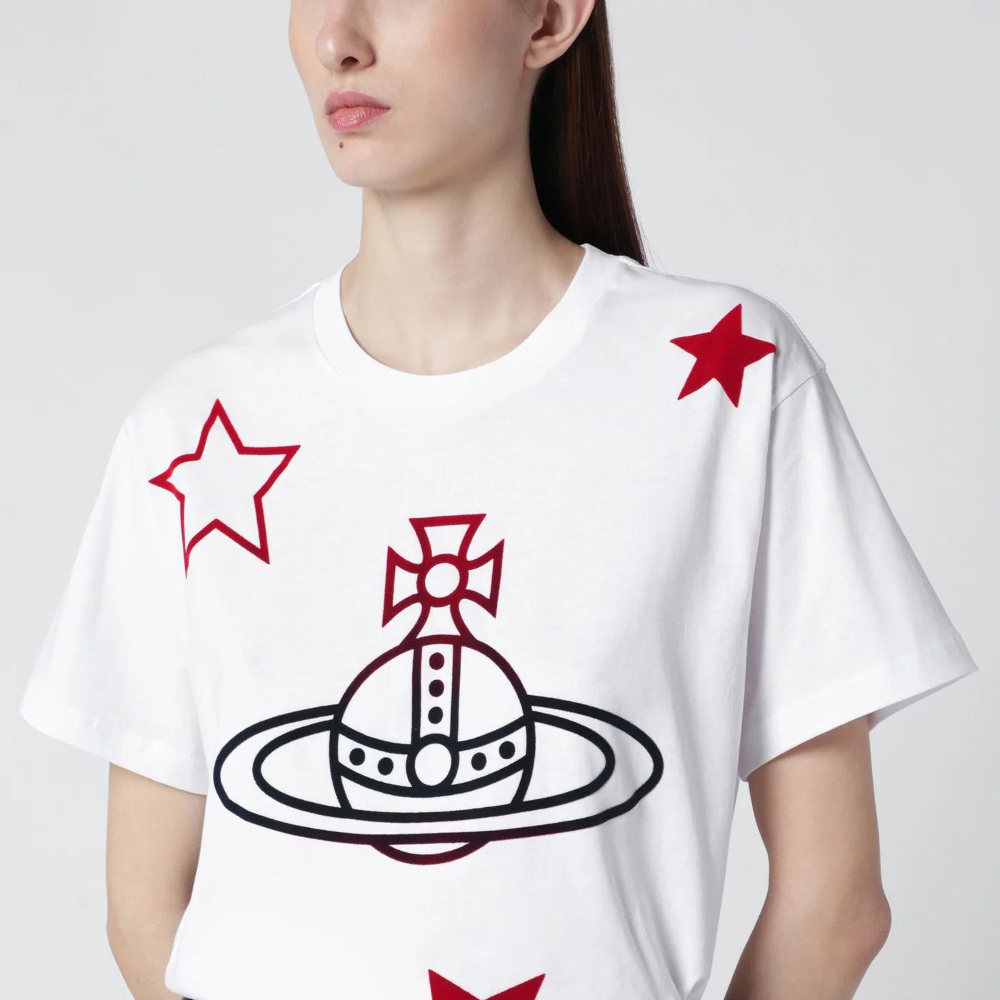 Vivienne Westwood o1d2blof0526 Star Short Sleeve T-Shirt in White Size M / US 6-8 / IT 42-44 - 3 Thumbnail