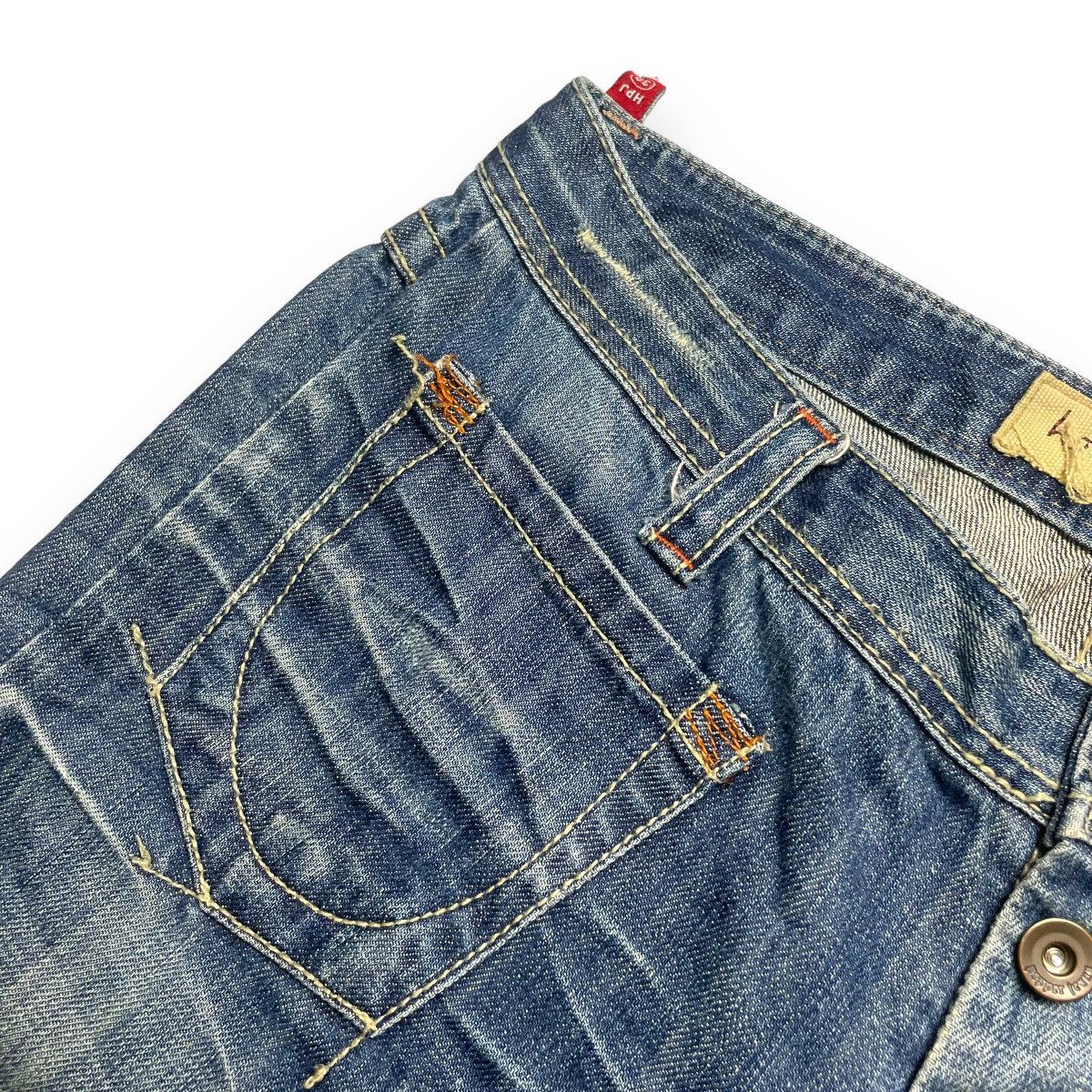 Le Grande Bleu (L.G.B.) SUPER FLARE VINTAGE HOT PEPPER BUTTON FLY DENIM PANTS Size US 32 / EU 48 - 7 Thumbnail