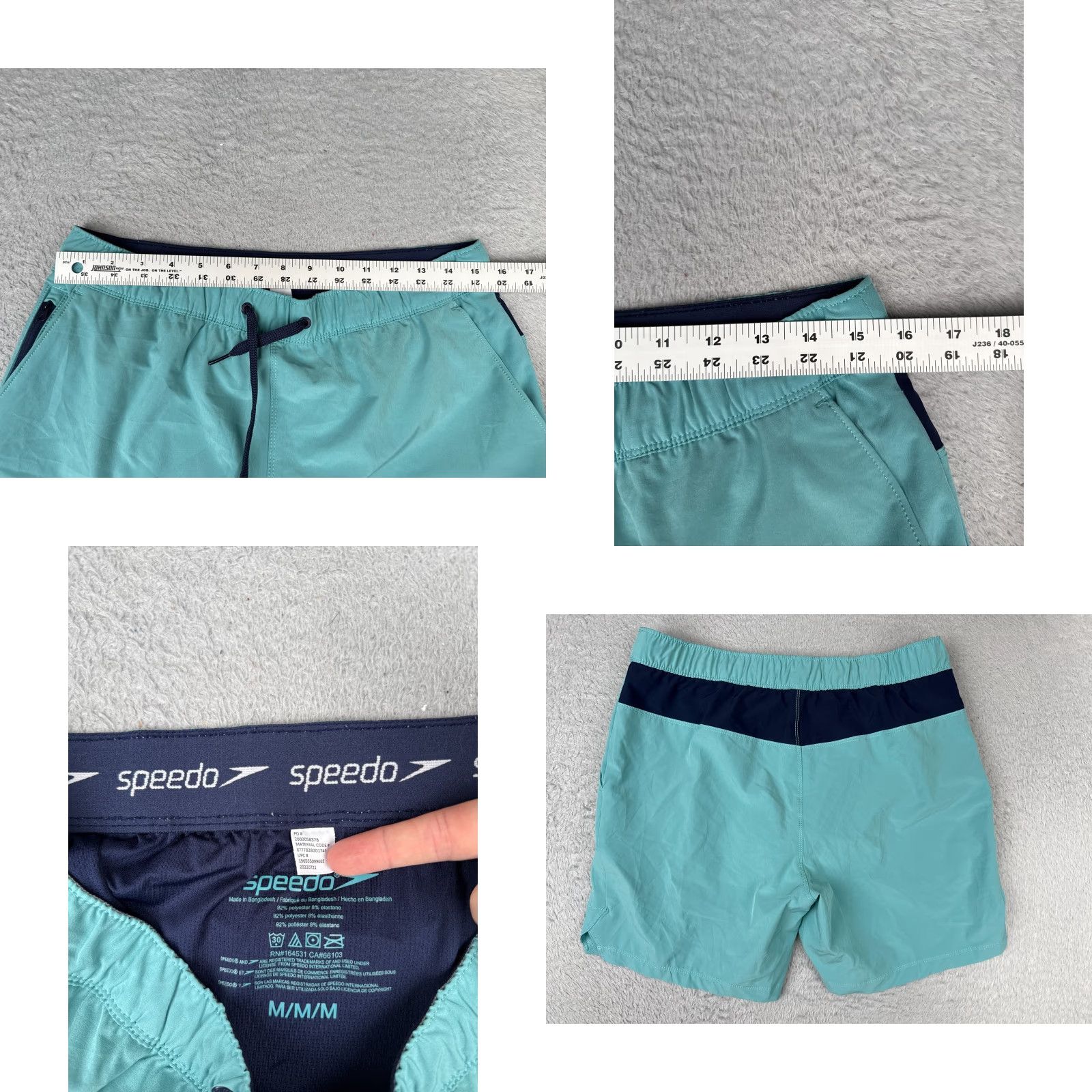 Speedo Speedo Swim Trunks Mens M Teal Elastic Drawstring Lined Polyester Beach Bottoms Size ONE SIZE - 8 Thumbnail