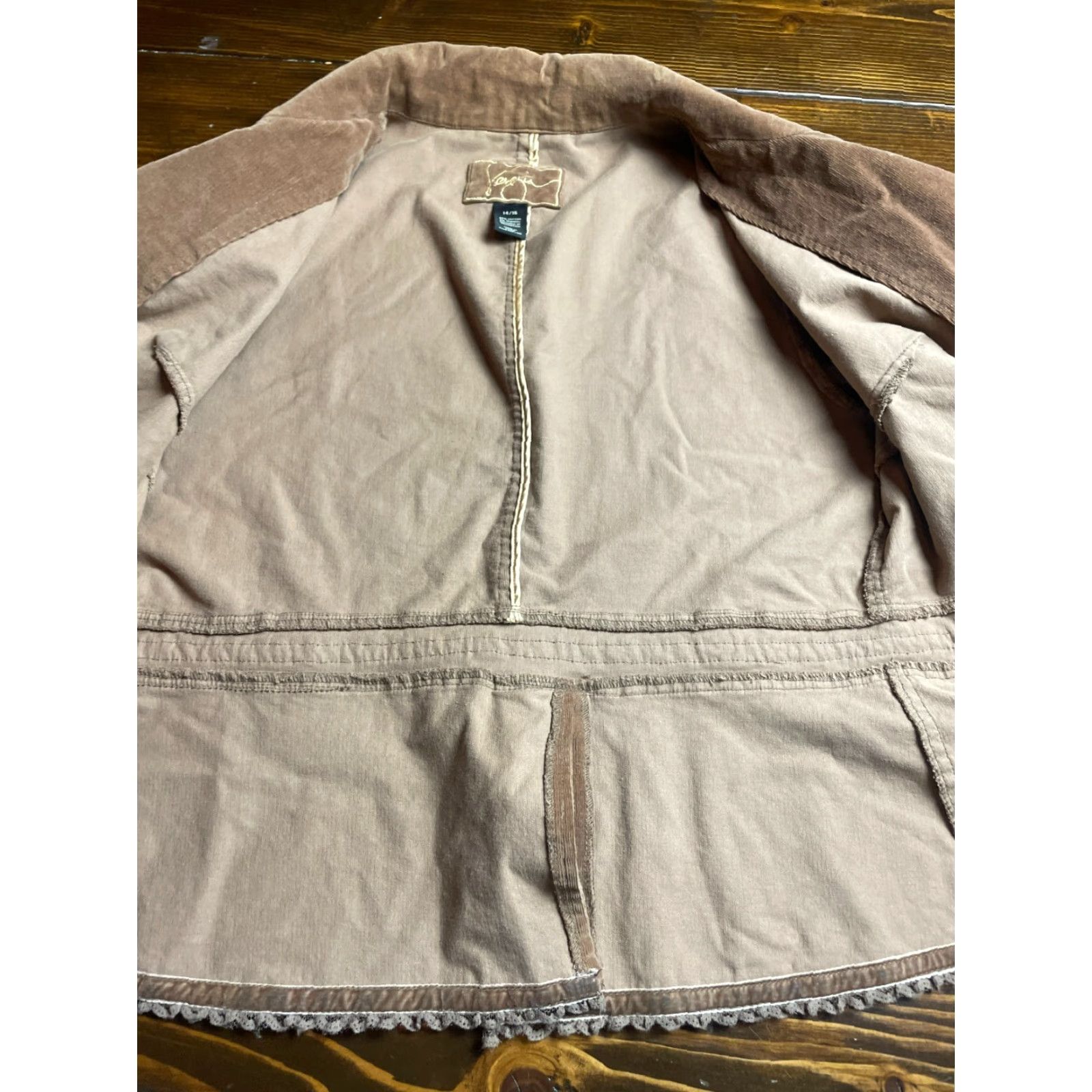 Vintage SEVERIA Jacket Womens Blazer, Corduroy, Brown, Open, 14/16, Mid-Length, Regular, Casual, Fall Winter Spring Summer, 14, N/A Size XL / US 12-14 / IT 48-50 - 3 Thumbnail