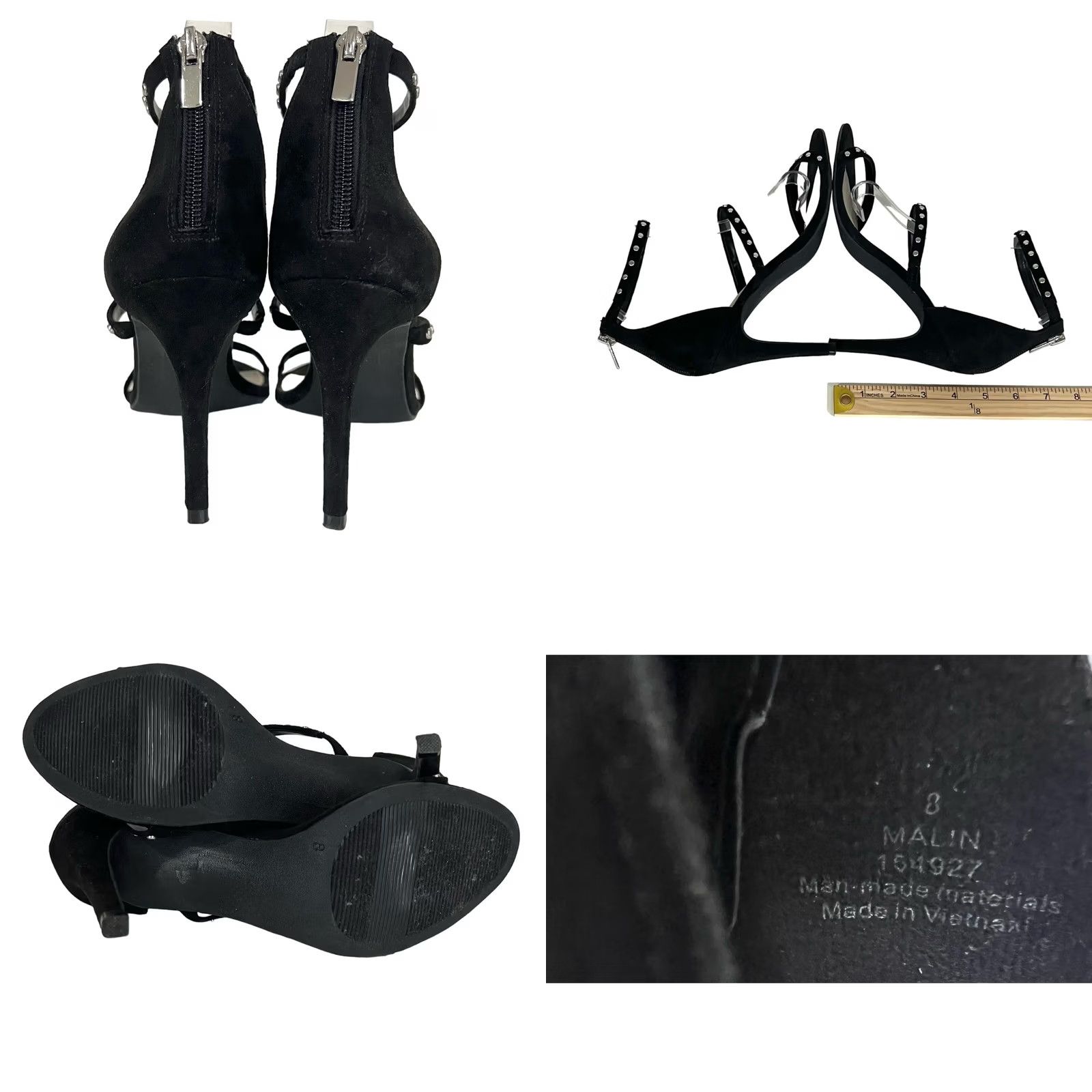 Vintage Michael by Michael Shannon Malin Stiletto Studded Heels Strappy Black Sz 8 - Pump, Faux Leather, Stiletto, Heels, Womens, Size 8, Black, Studded Size US 8 / IT 38 - 8 Thumbnail