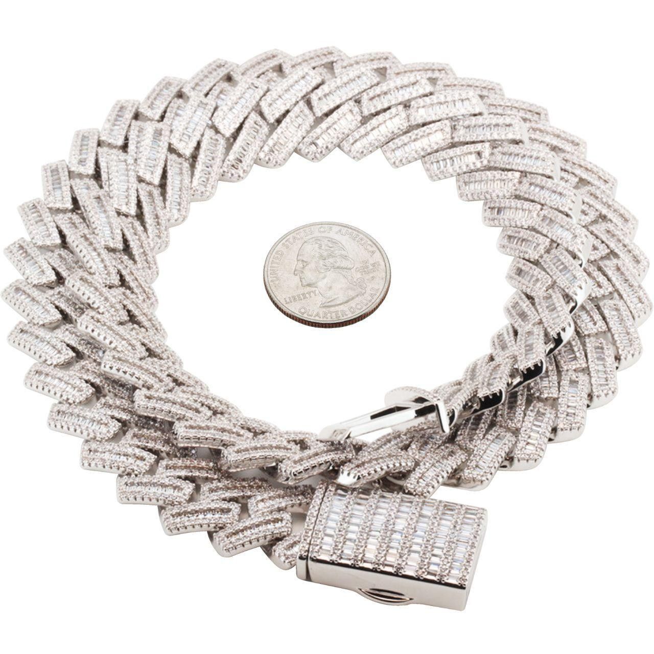 Other 14k White Gold Plated AAA CZ 18mm Cuban Chain Necklace 24” Size ONE SIZE - 2 Thumbnail