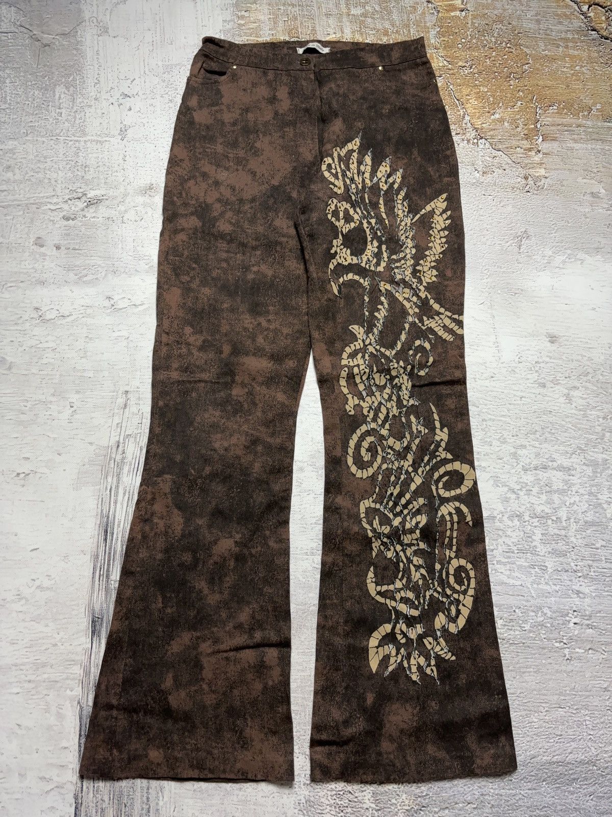 Vintage ITALIAN VINTAGE AVANT GARDE PRINTED FLARED PANTS Size 28" / US 6 / IT 42 - 1 Thumbnail