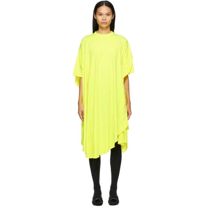 Balenciaga o1y0625 Short Sleeves Midi Dress in Yellow Size S / US 4 / IT 40 - 1 Thumbnail