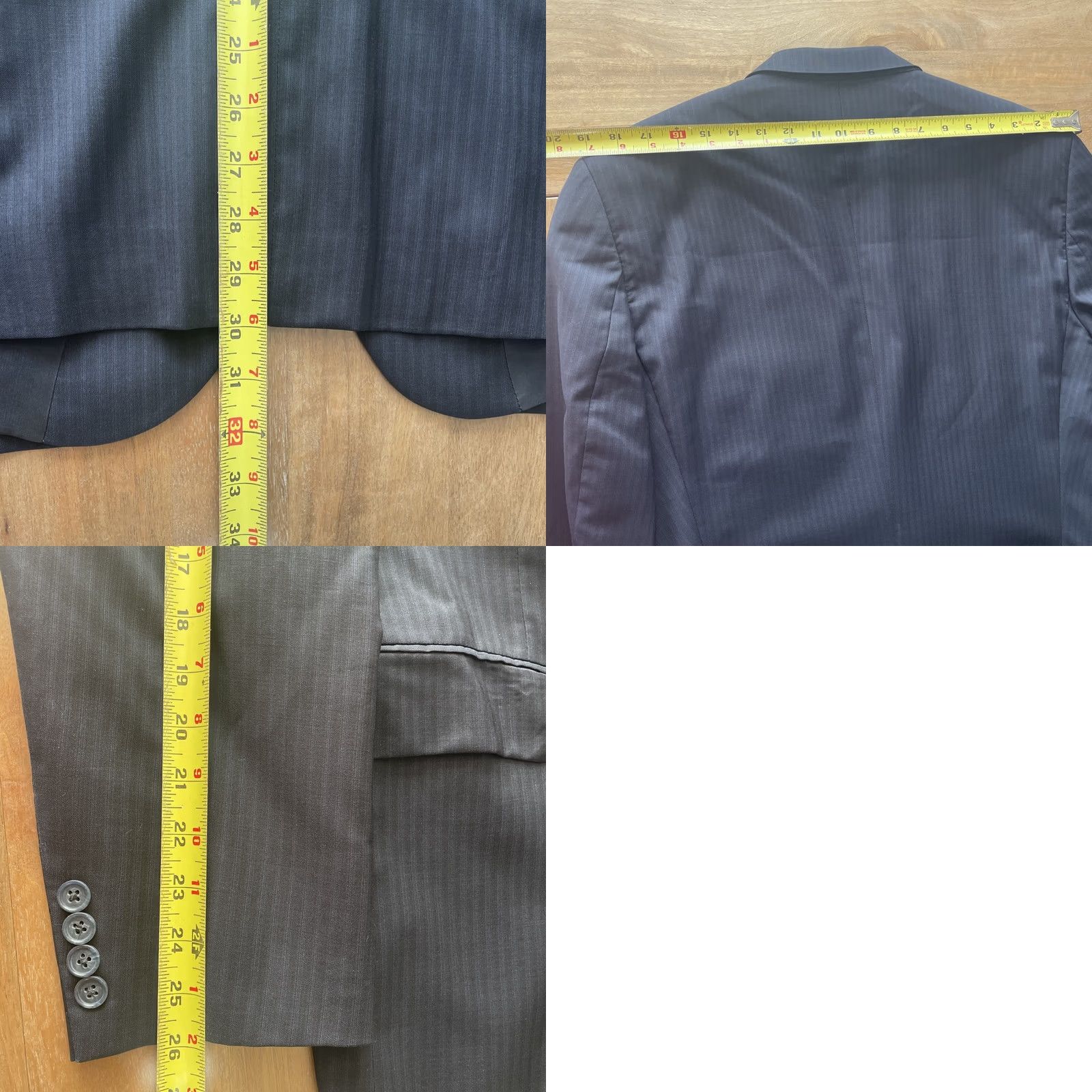 Jack Victor Jack Victor Sport Coat Blazer Mens 42R Slim Fit Pinstripe Black/Blue Size 42R - 10 Thumbnail