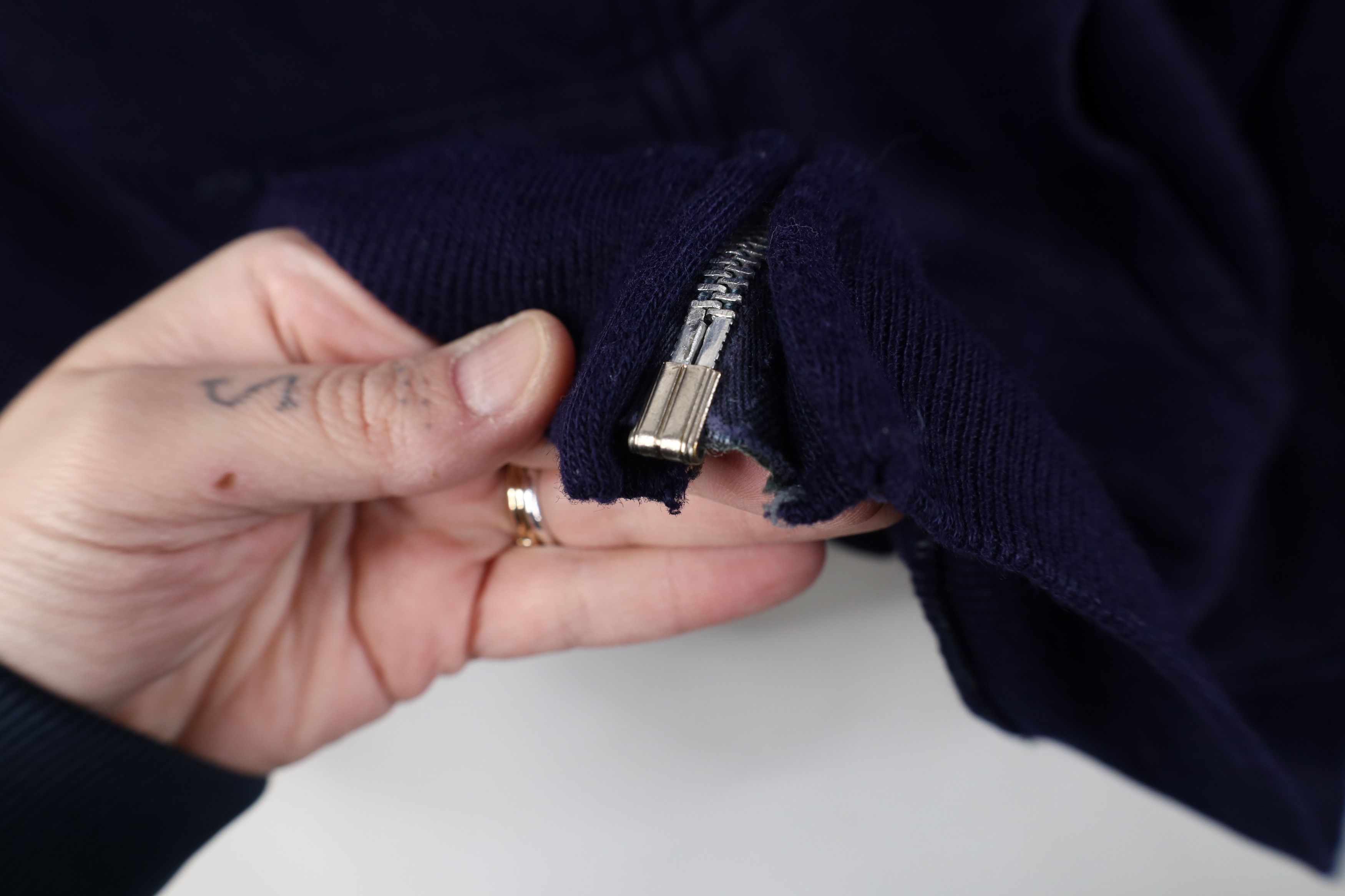 Vintage Vintage 70s Streetwear Blank Full Zip Sweatshirt Blue USA Size M / US 6-8 / IT 42-44 - 9 Thumbnail