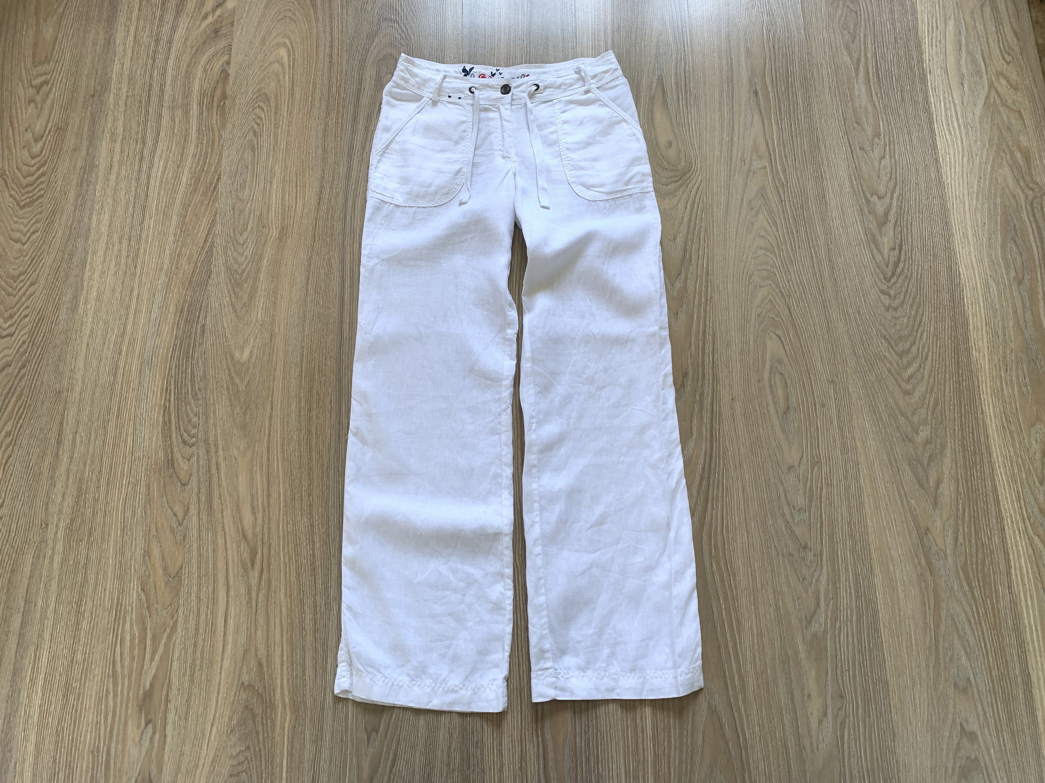 Designer Atmosphere Womens White Linen Pants Bell Bottom Size 28" / US 6 / IT 42 - 1 Thumbnail