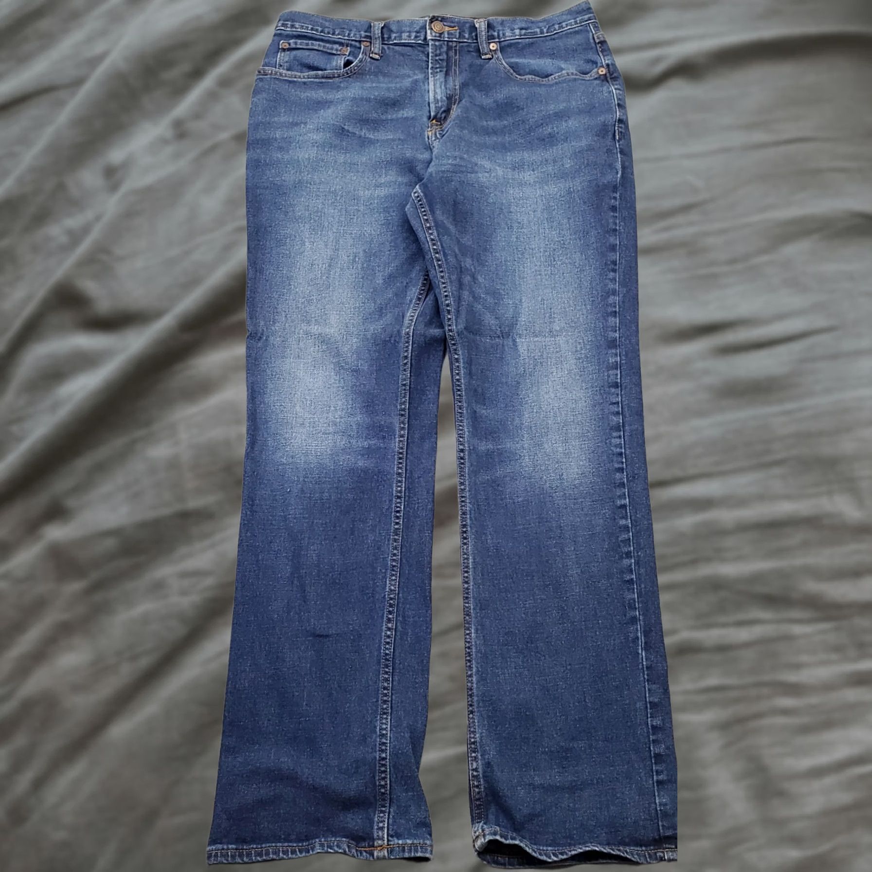 Old Navy Old Navy Jeans Mens 33x32 Blue Denim Faded Stretch Medium Wash Boho Straight Leg Jeans Mens 33 Blue Denim Stretch Medium Wash Straight Leg Size US 33 - 1 Thumbnail