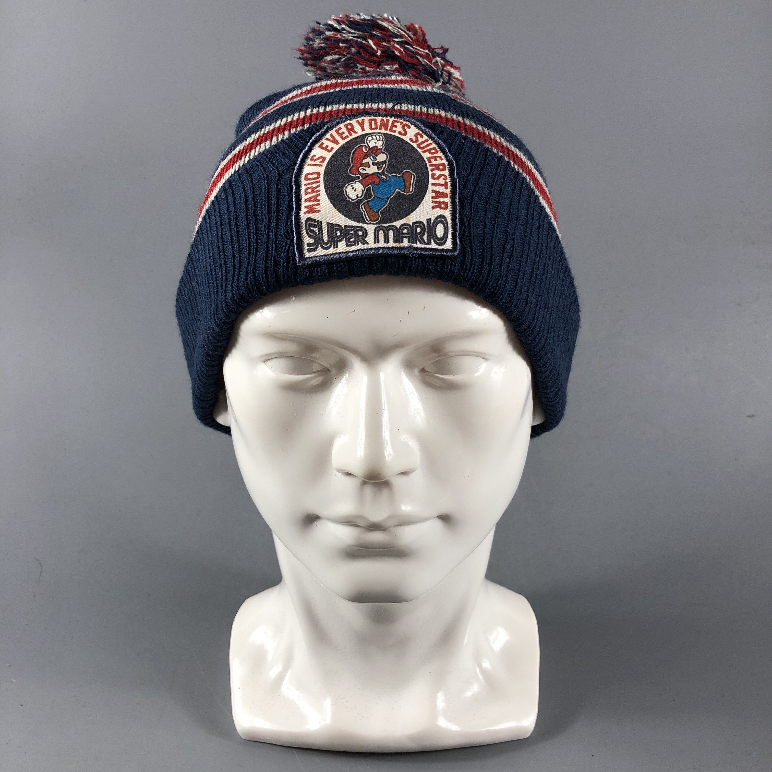 Nintendo Super Mario Striped Bobble Beanie Snowcap Snow Hat B532 Size ONE SIZE - 1 Thumbnail
