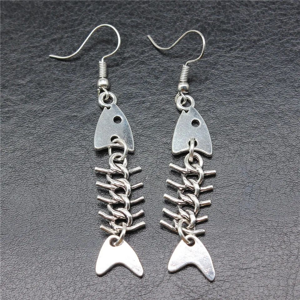 Jewelry × Vintage Retro Fish Bone Pendant Earring Size ONE SIZE - 3 Thumbnail