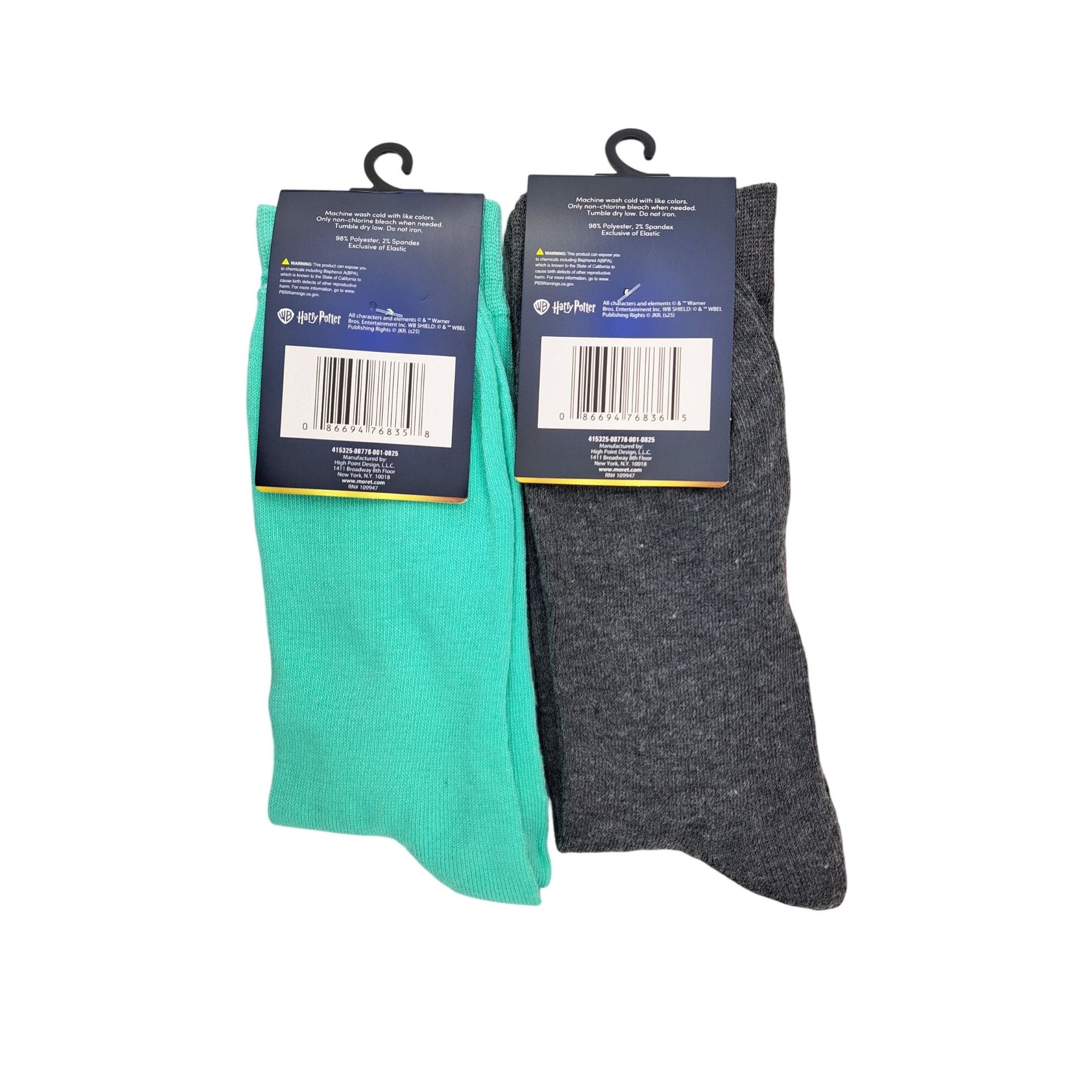Warner Bros Harry Potter Socks 2 Pairs Up To No Good Broomstick Wizard Size ONE SIZE - 5 Thumbnail